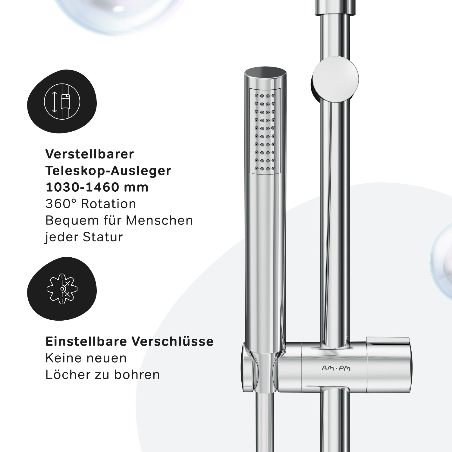 F07PA000 Duschsystem Spike Regendusche set Duschsäule ampm-store.de