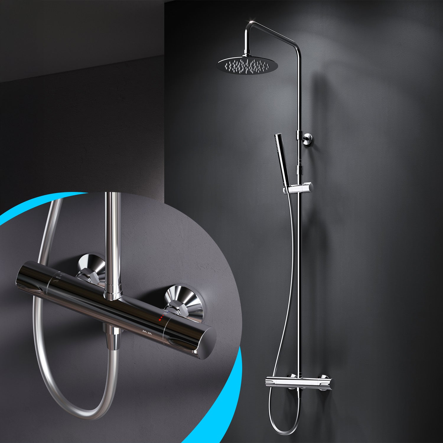 F07PA400 système de douche avec thermostat robinet spike pluie ensemble de douche colonne de douche