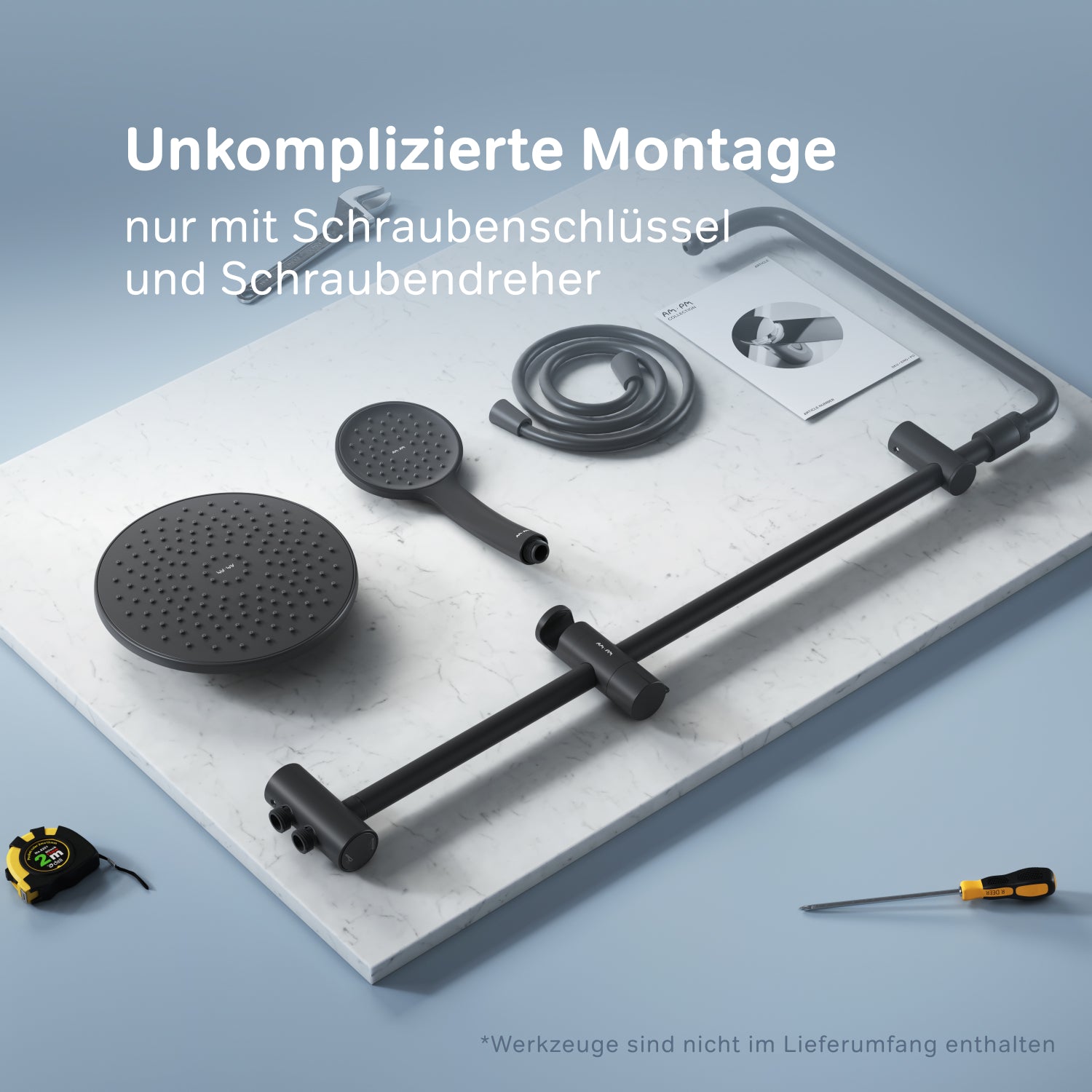 F07TA022 Duschsystem Hit Regendusche set Duschsäule, Schwarz ampm-store.de