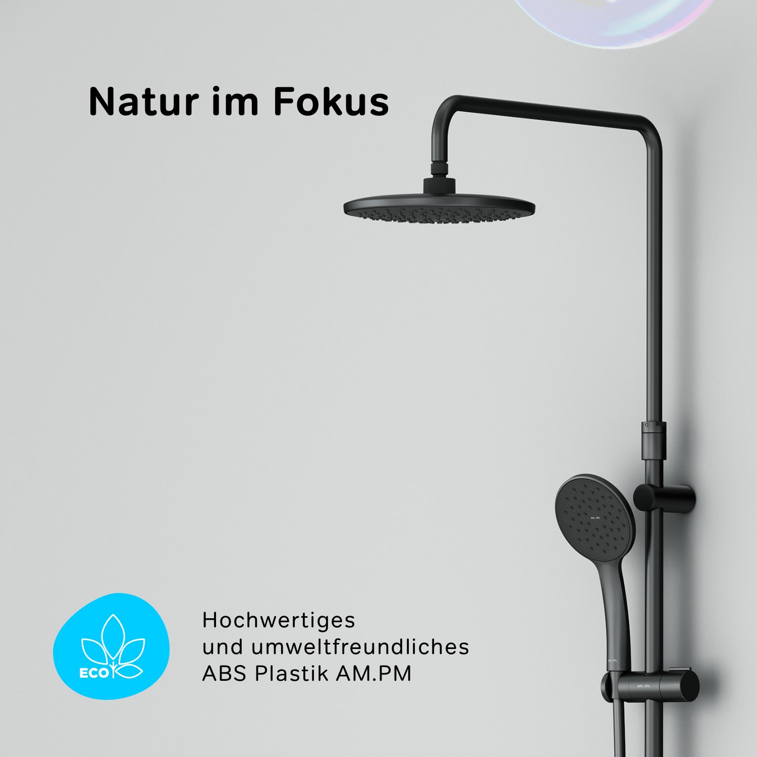 F07TA022 Duschsystem Hit Regendusche set Duschsäule, Schwarz ampm-store.de