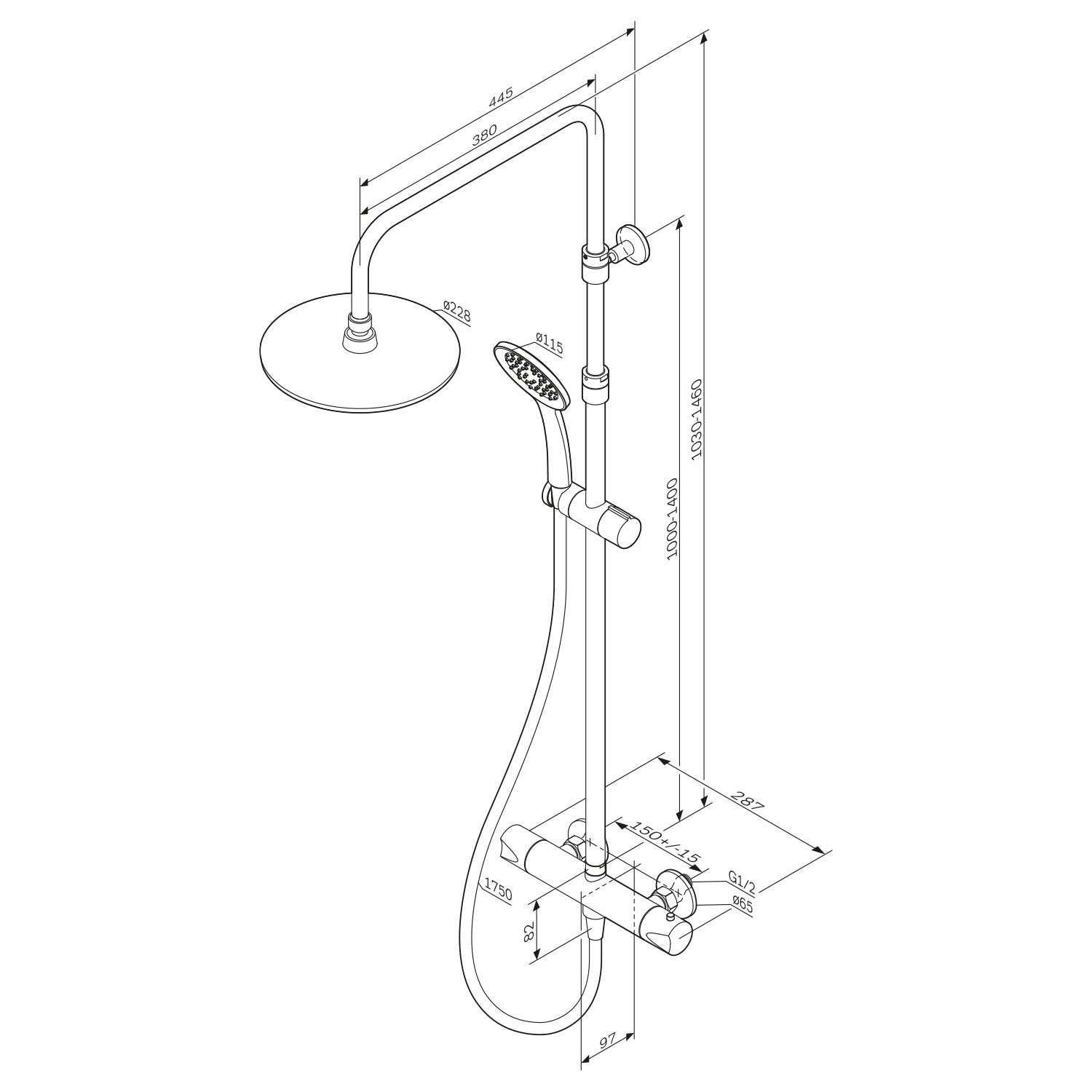F07TA400 Duschsystem mit Thermostat Duscharmatur Hit Regendusche set Duschsäule ampm-store.de
