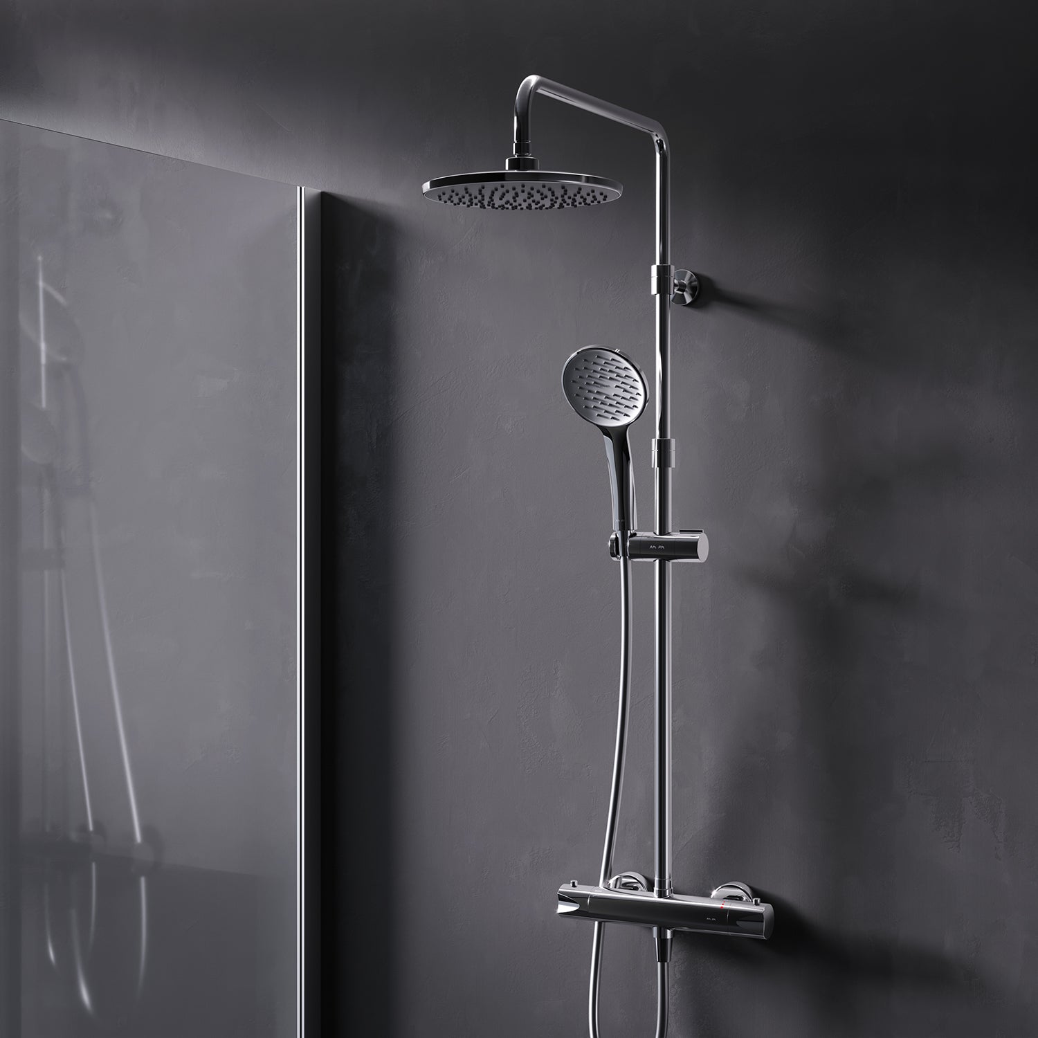 F07TA400 Duschsystem mit Thermostat Duscharmatur Hit Regendusche set Duschsäule ampm-store.de