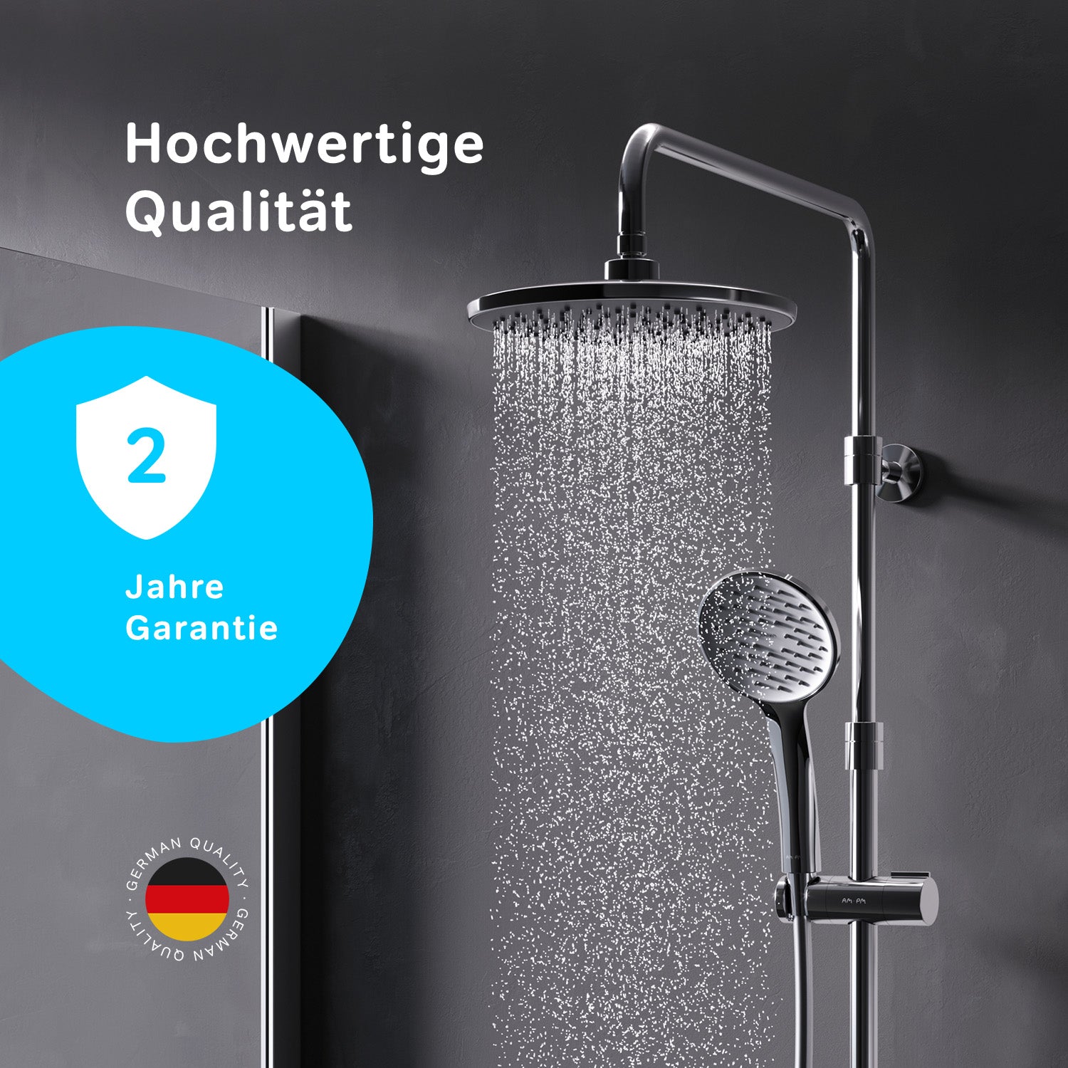 F07TA400 Duschsystem mit Thermostat Duscharmatur Hit Regendusche set Duschsäule ampm-store.de