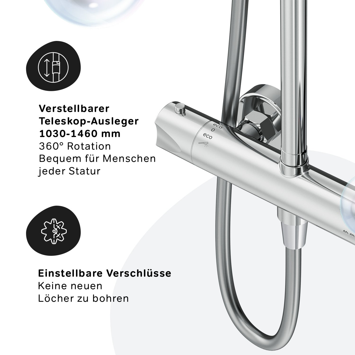 F07TA400 système de douche avec robinetterie thermostatique Hit set de douche à effet pluie colonne de douche