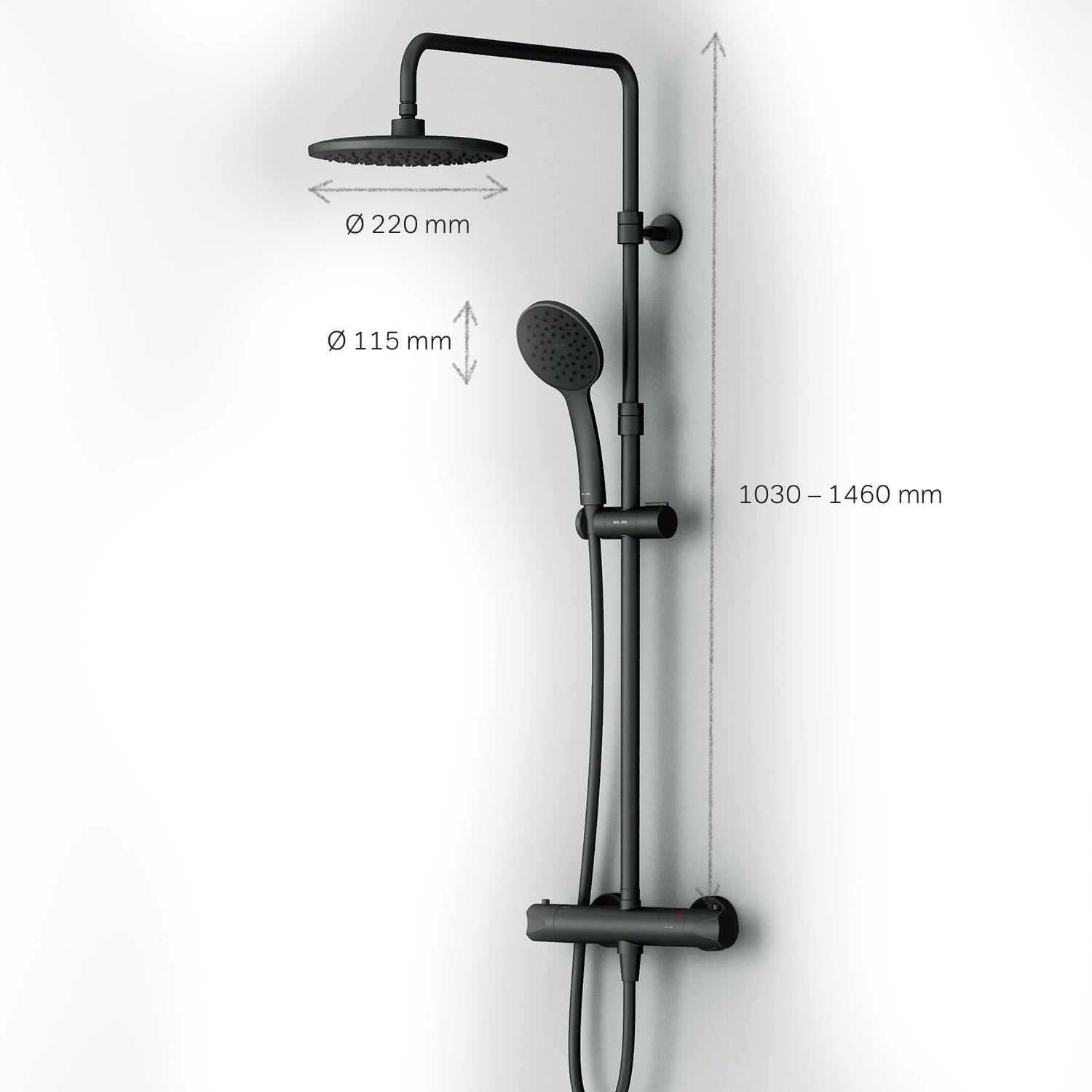 F07TA422 Hit Duschsystem mit Thermostat Duscharmatur, schwarz