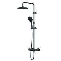 F07TA422 Duschsystem mit Thermostat Duscharmatur Hit Regendusche set Duschsäule, Schwarz ampm-store.de