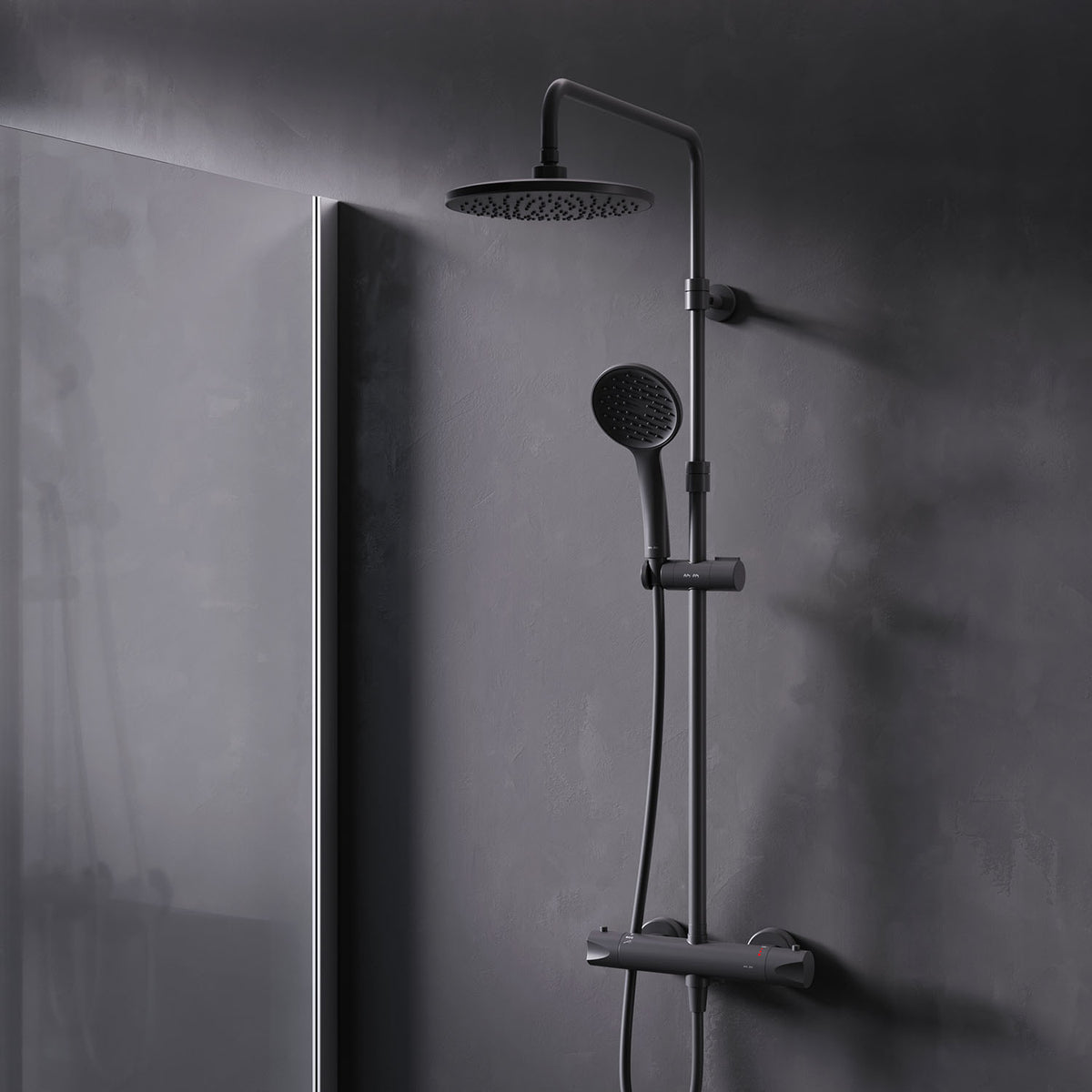 F07TA422 Duschsystem mit Thermostat Duscharmatur Hit Regendusche set Duschsäule, Schwarz ampm-store.de