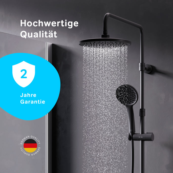 F07TA422 Duschsystem mit Thermostat Duscharmatur Hit Regendusche set Duschsäule, Schwarz ampm-store.de