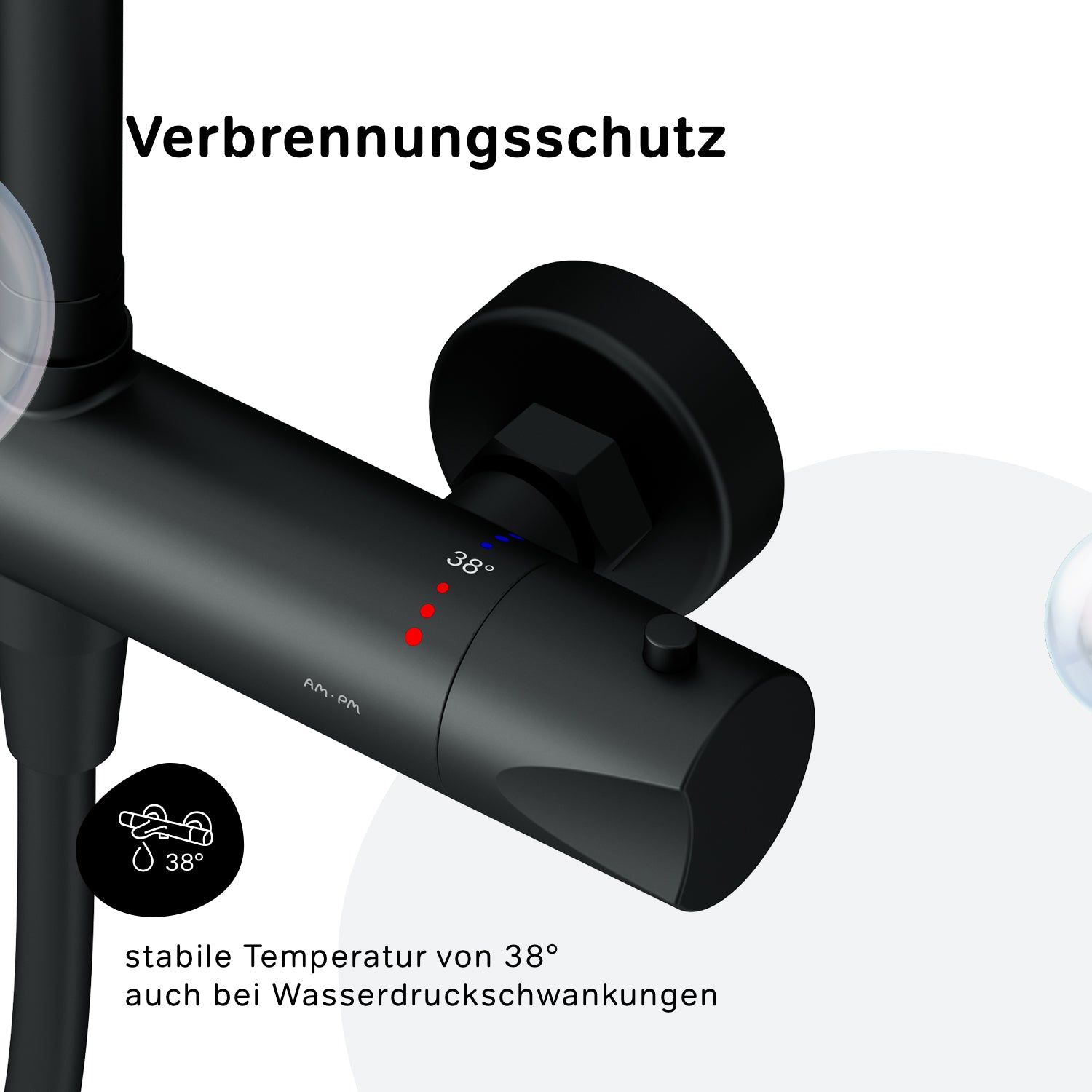 F07TA422 Duschsystem mit Thermostat Duscharmatur Hit Regendusche set Duschsäule, Schwarz ampm-store.de