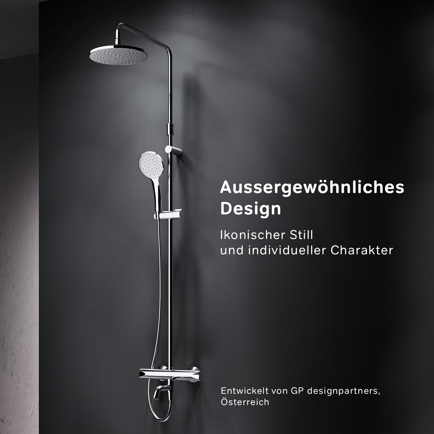 F07TA500 Duschsystem mit Thermostat Armatur und Wanneneinlauf Hit Regendusche set Duschsäule ampm-store.de