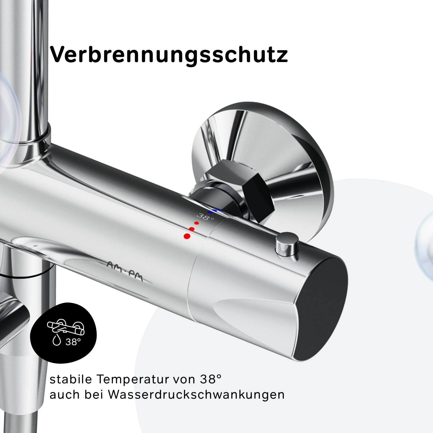 F07TA500 Duschsystem mit Thermostat Armatur und Wanneneinlauf Hit Regendusche set Duschsäule ampm-store.de
