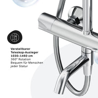 F07TA500 Duschsystem mit Thermostat Armatur und Wanneneinlauf Hit Regendusche set Duschsäule ampm-store.de