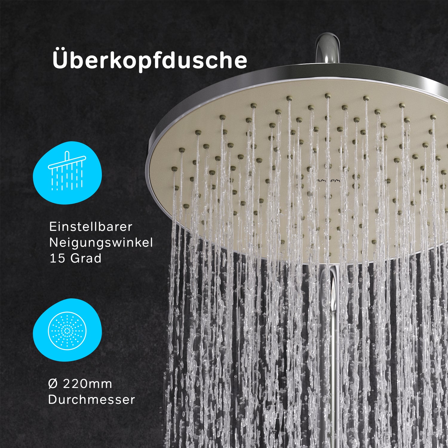 F07TA500 Duschsystem mit Thermostat Armatur und Wanneneinlauf Hit Regendusche set Duschsäule ampm-store.de