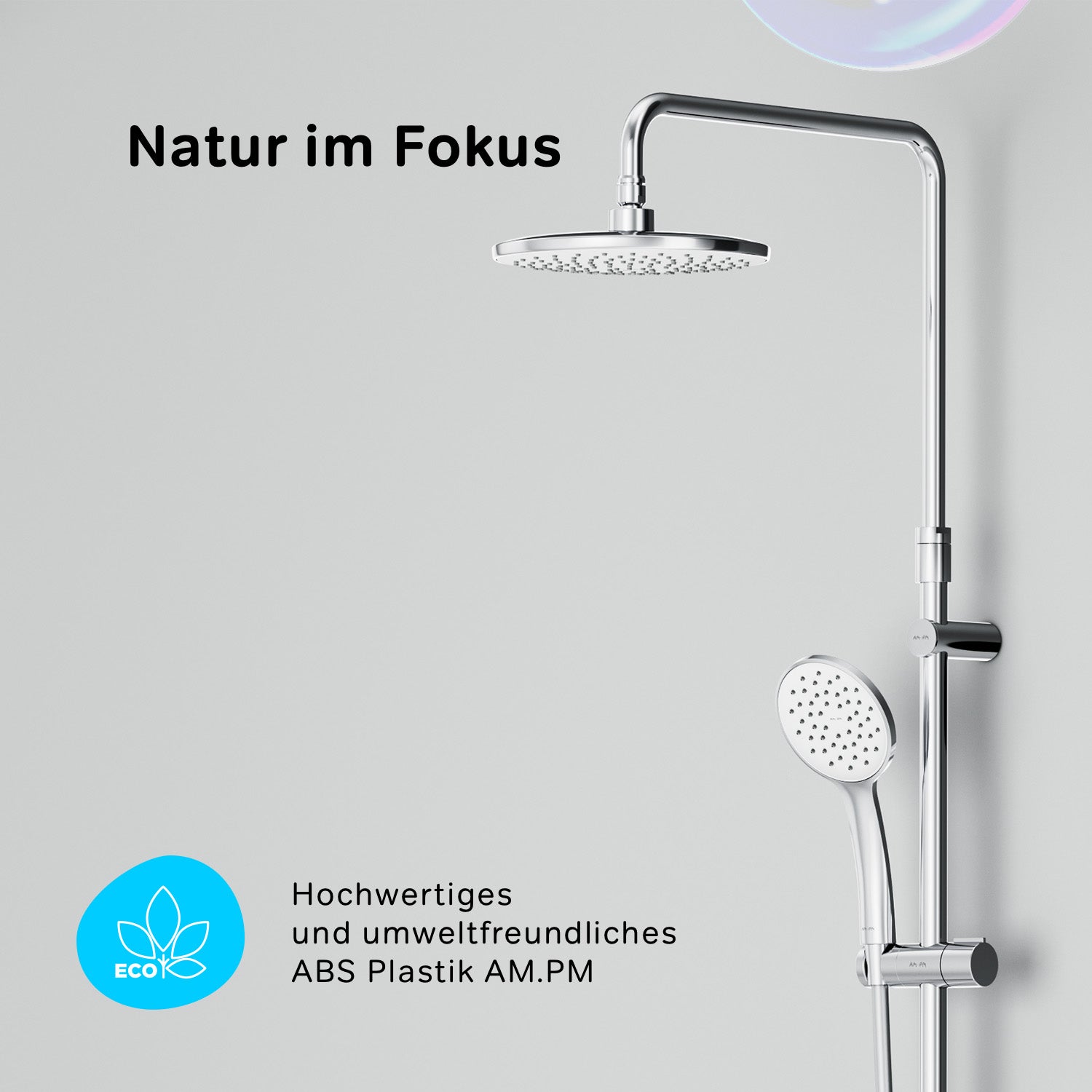F07TA500 Duschsystem mit Thermostat Armatur und Wanneneinlauf Hit Regendusche set Duschsäule ampm-store.de