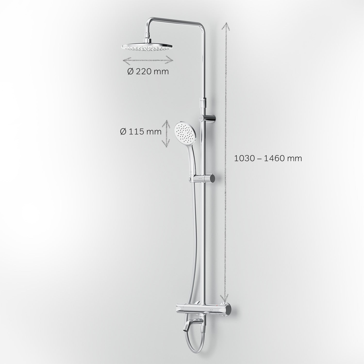 F07TA500 Hit Spot de douche avec robinet thermostat et entrée de baignoire