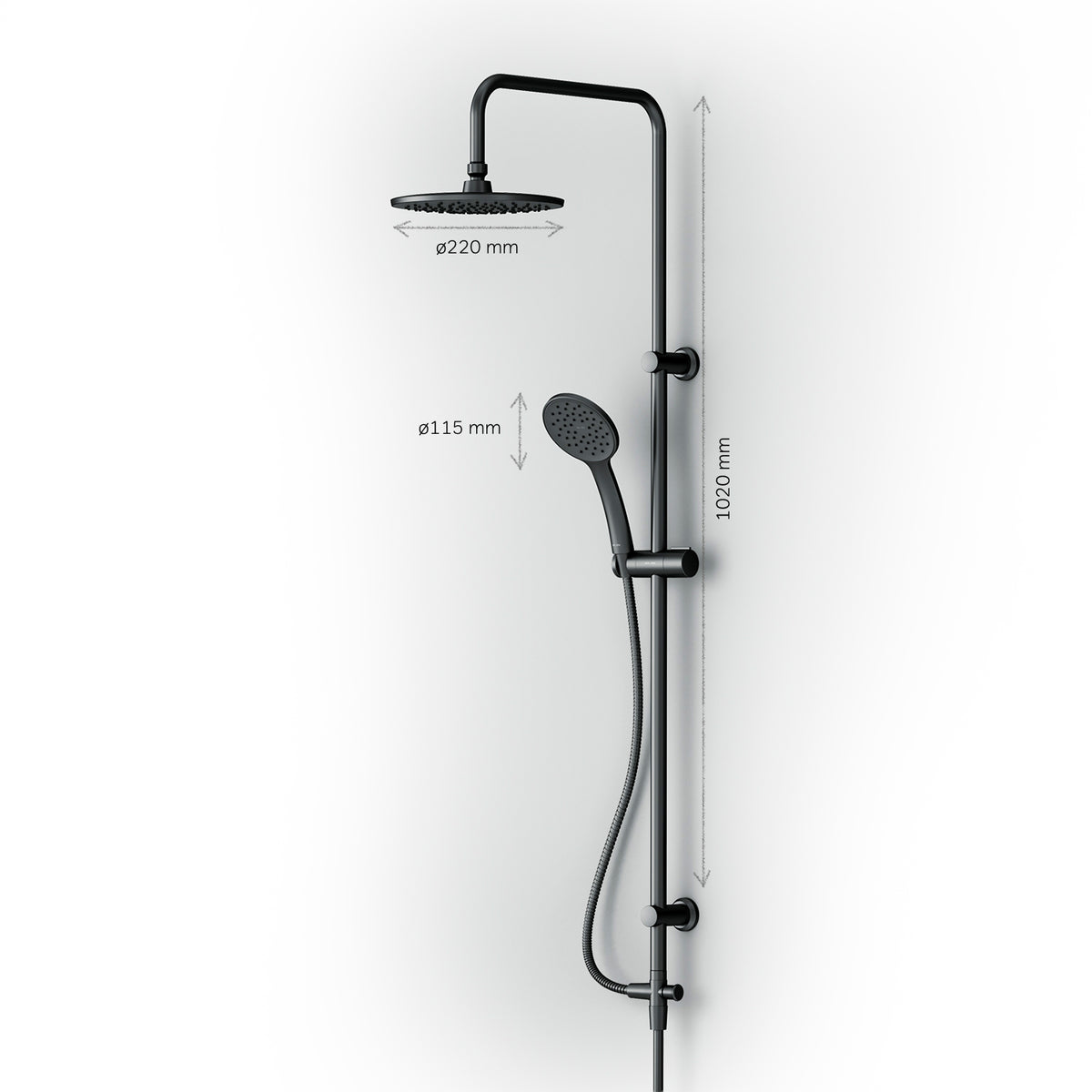 Système de douche Hit avec pommeau de douche effet pluie, noir–F07TB022