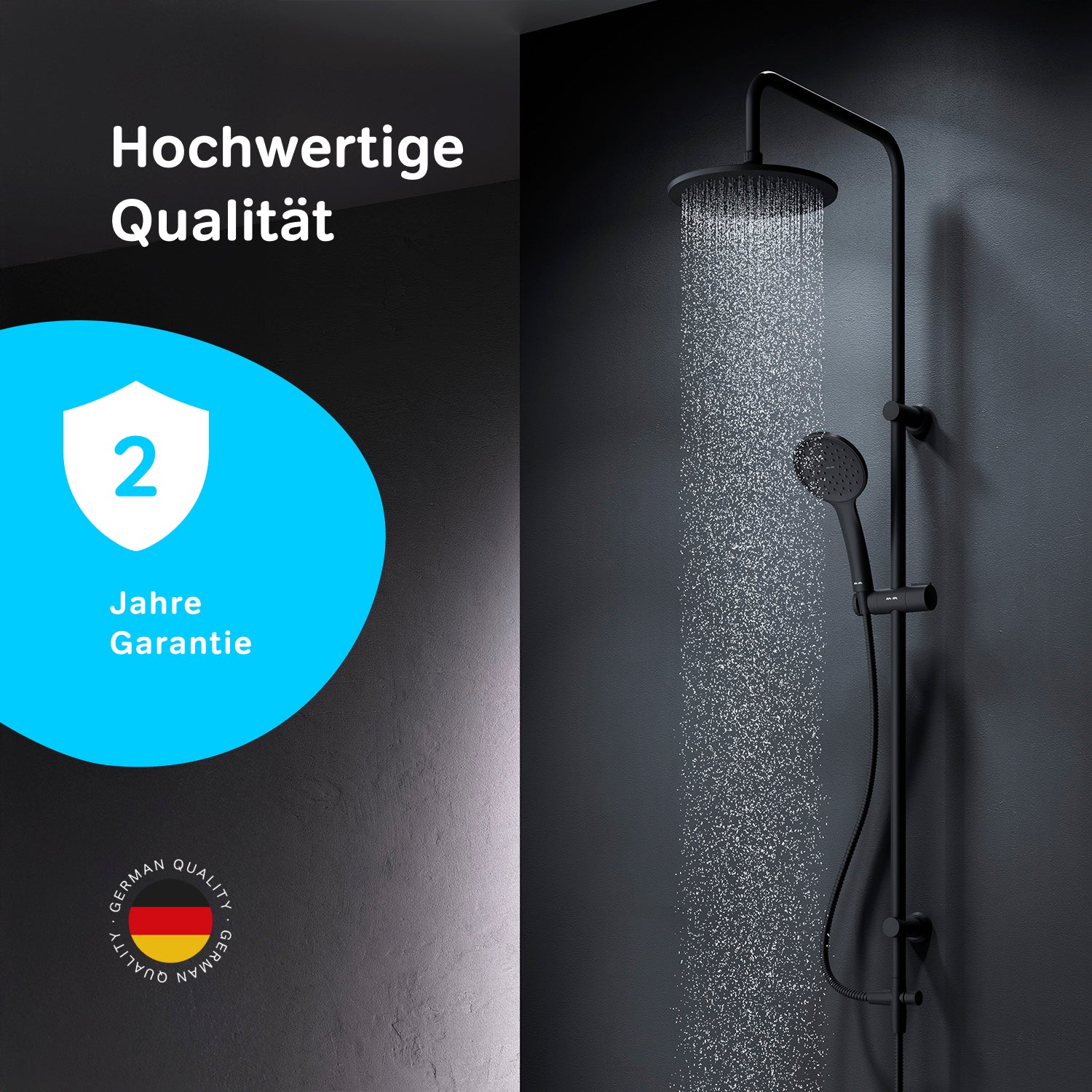 F07TB022 Duschsystem Hit Regendusche set Duschsäule Schwarz