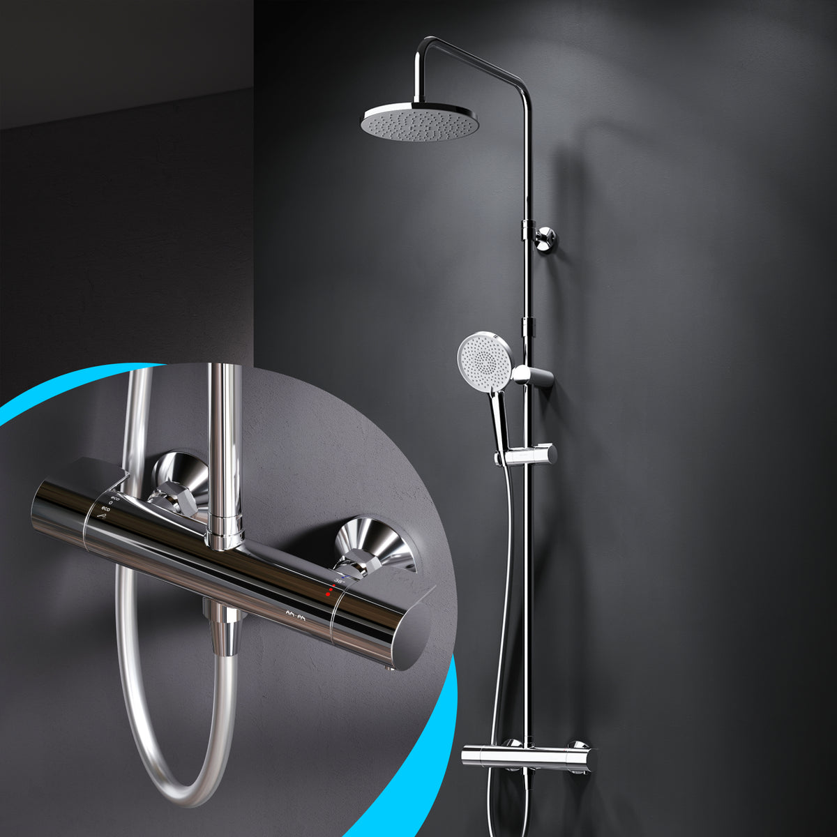 Système de douche X-Joy avec thermostat et douche de pluie–F07XA400