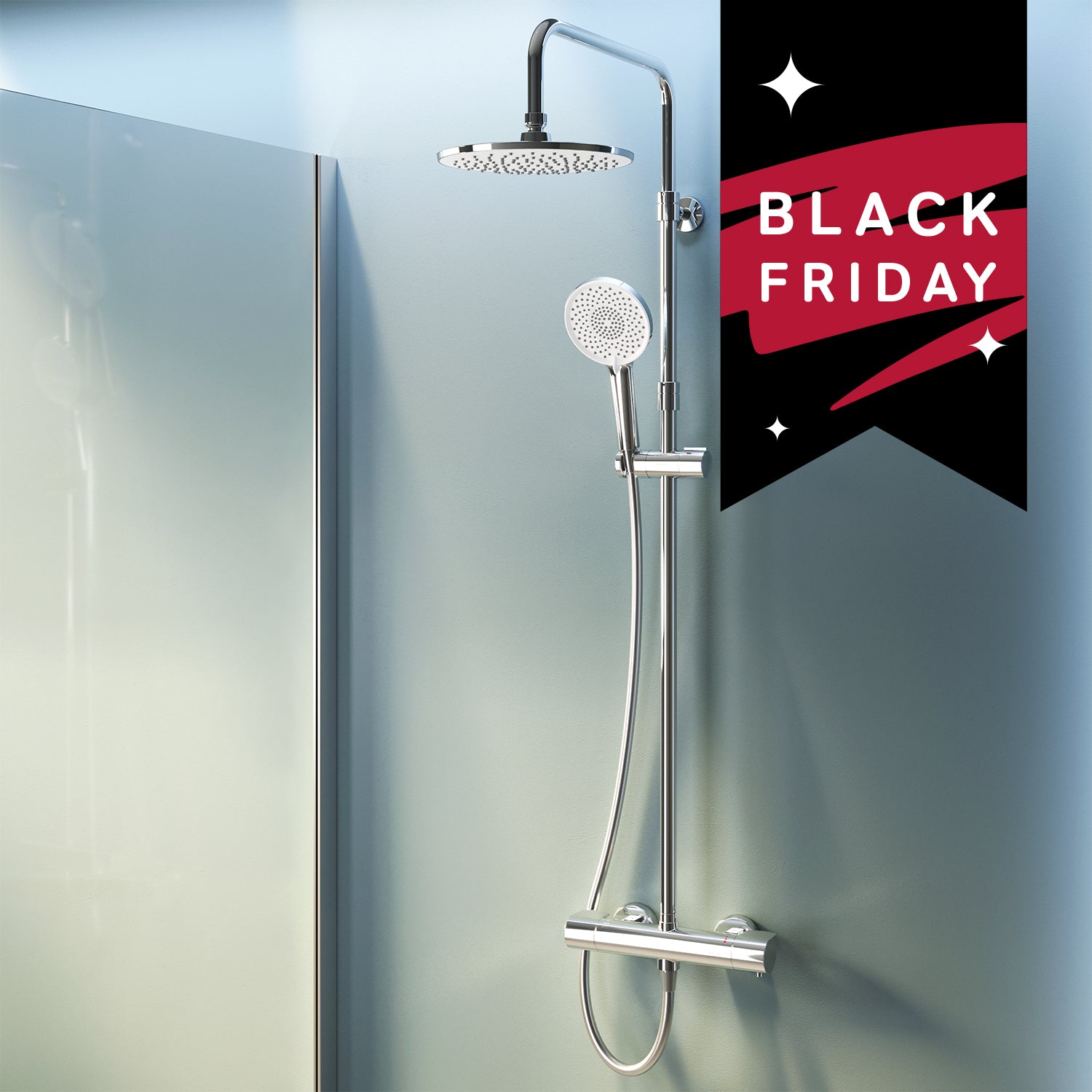 F07XA400 Système de douche avec thermostatique Robinetterie de douche X-Joy Ensemble de douche à effet pluie Colonne de douche