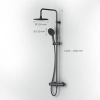 F07XA422 Duschsystem mit Thermostat Duscharmatur X-Joy Regendusche set Duschsäule, Schwarz ampm-store.de