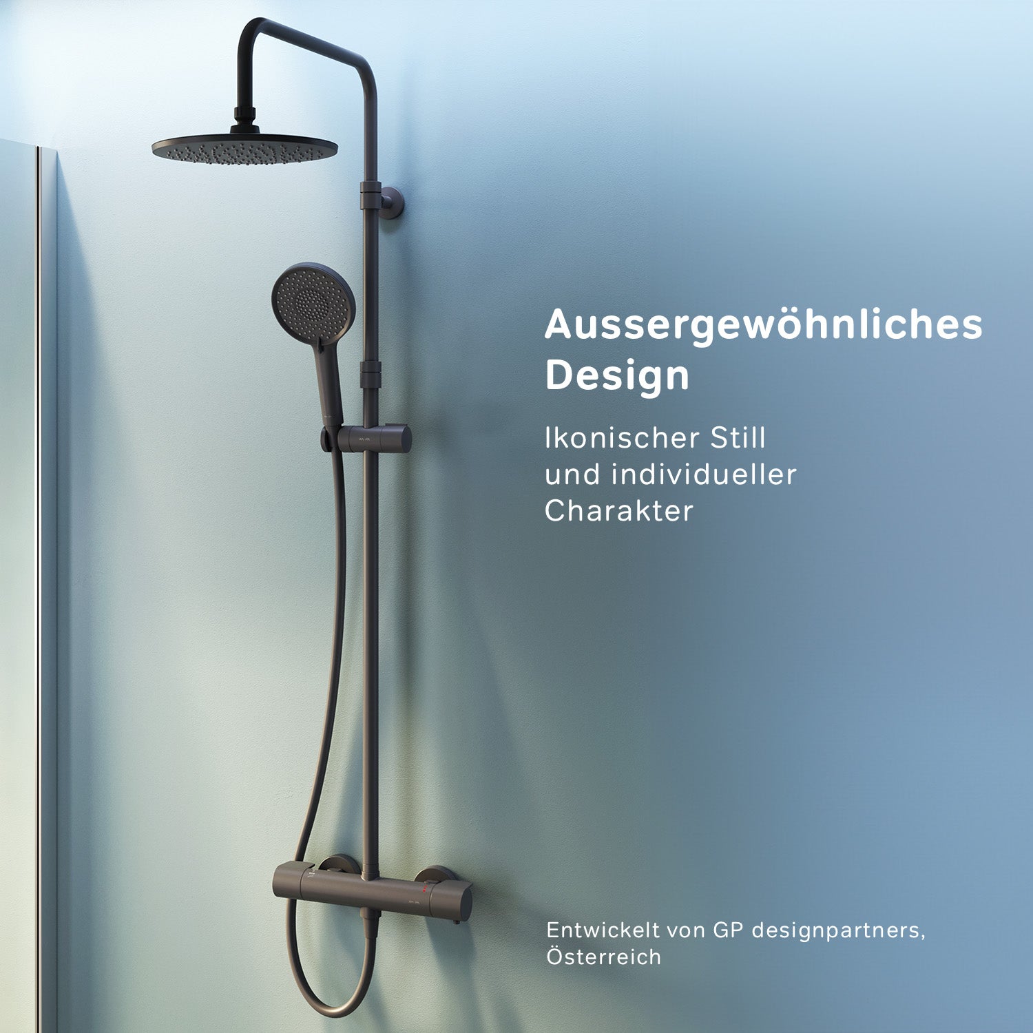 F07XA422 Duschsystem mit Thermostat Duscharmatur X-Joy Regendusche set Duschsäule, Schwarz ampm-store.de