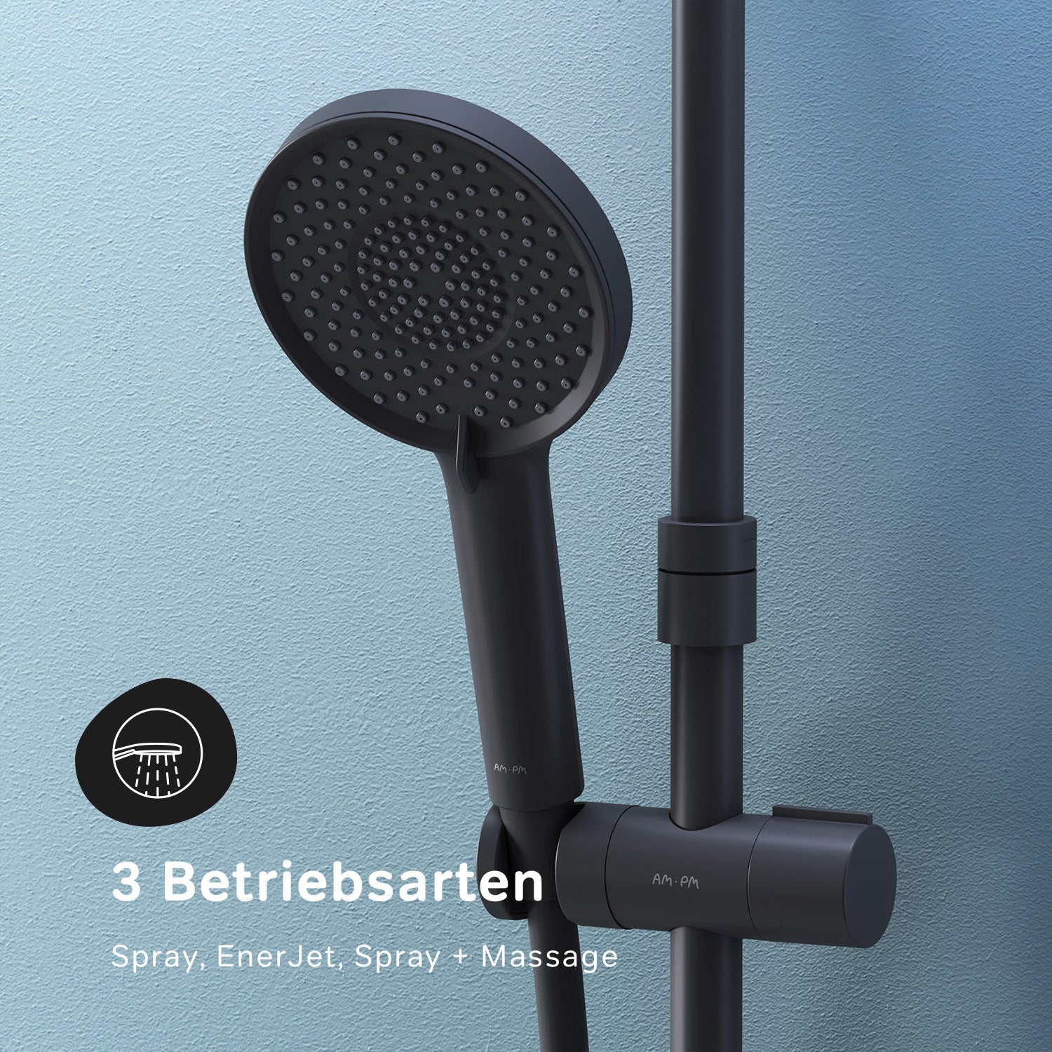 F07XA422 Duschsystem mit Thermostat Duscharmatur X-Joy Regendusche set Duschsäule, Schwarz ampm-store.de