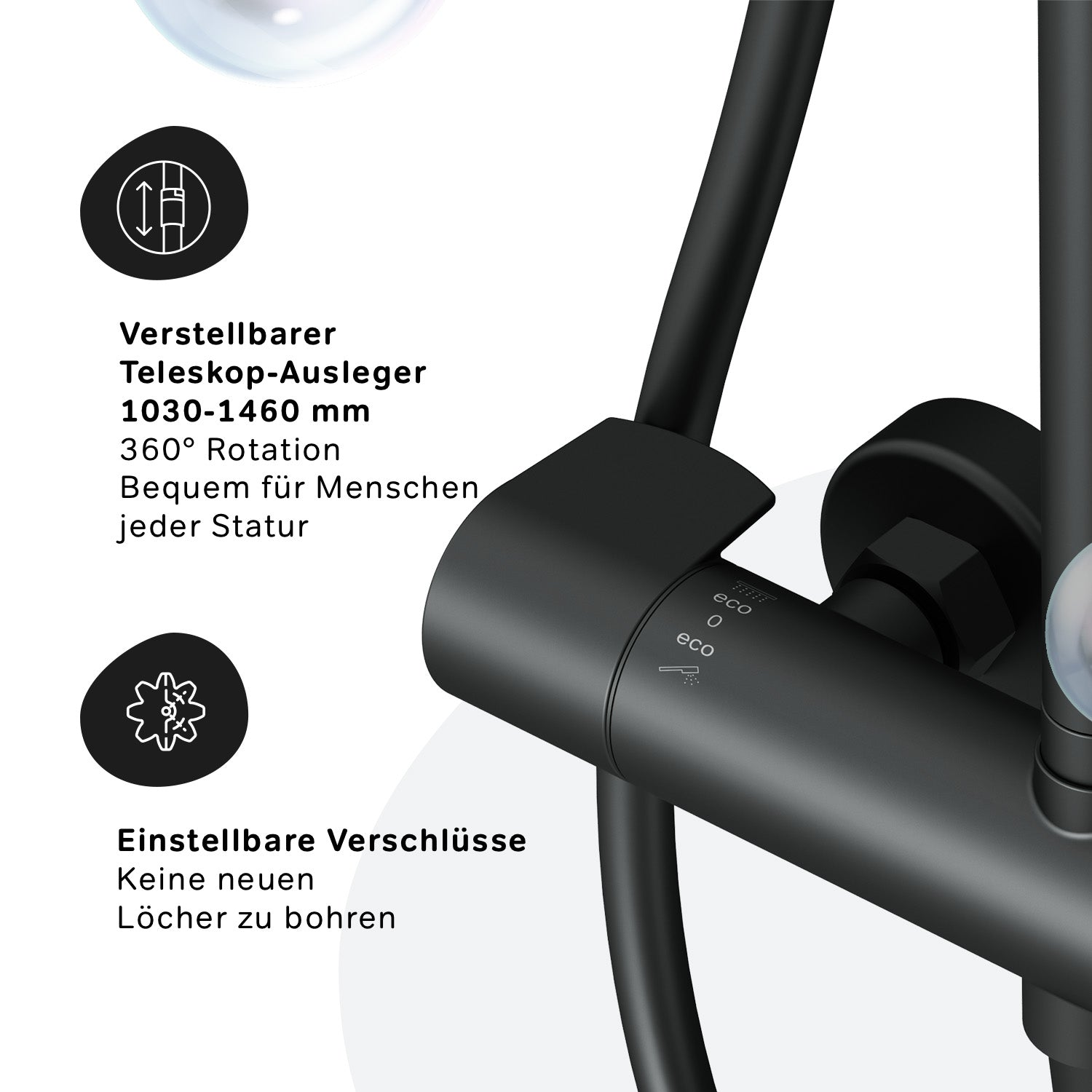 F07XA422 X-Joy Duschsystem mit Thermostat Duscharmatur, schwarz