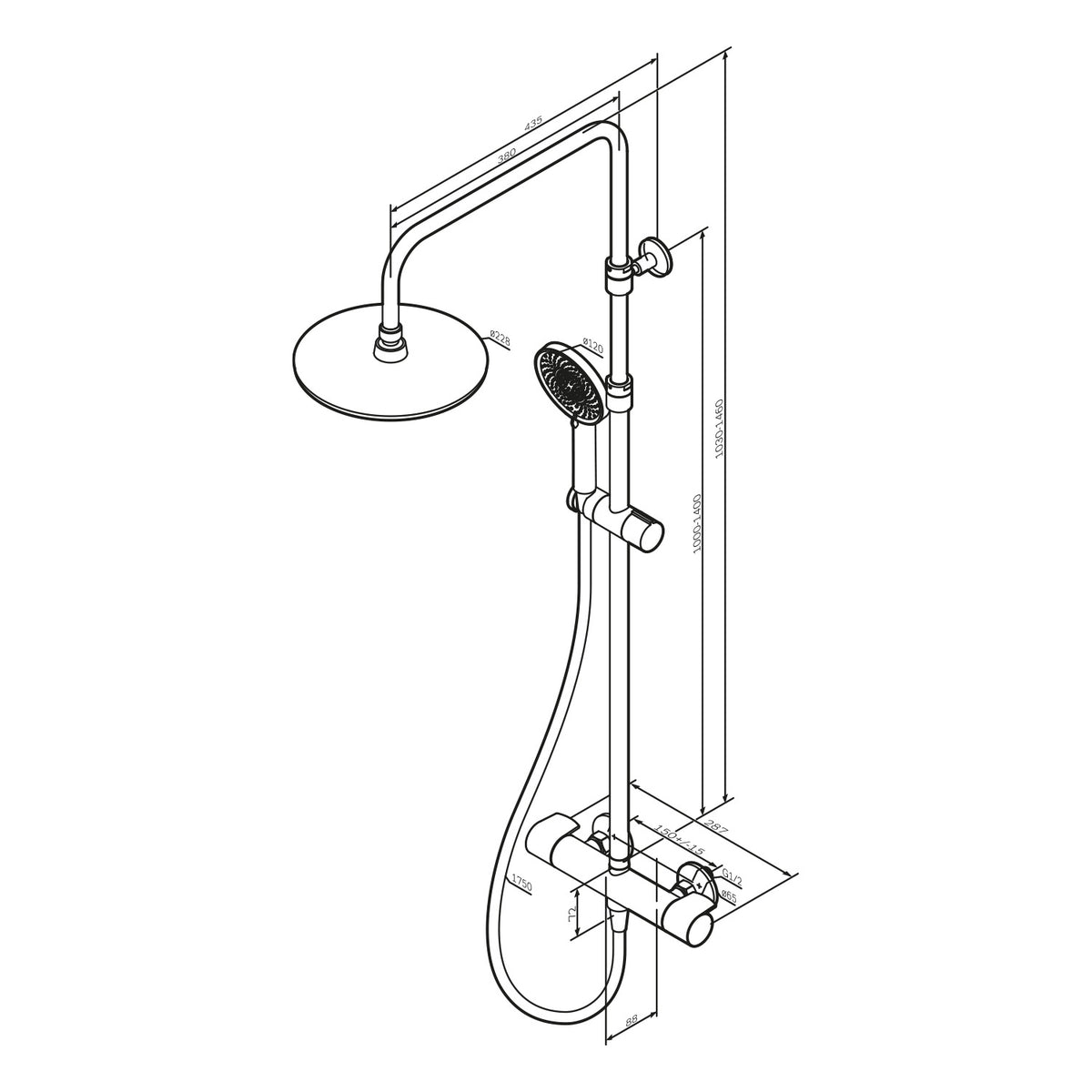 Système de douche X-Joy avec thermostat et douche de pluie, or–F07XA499
