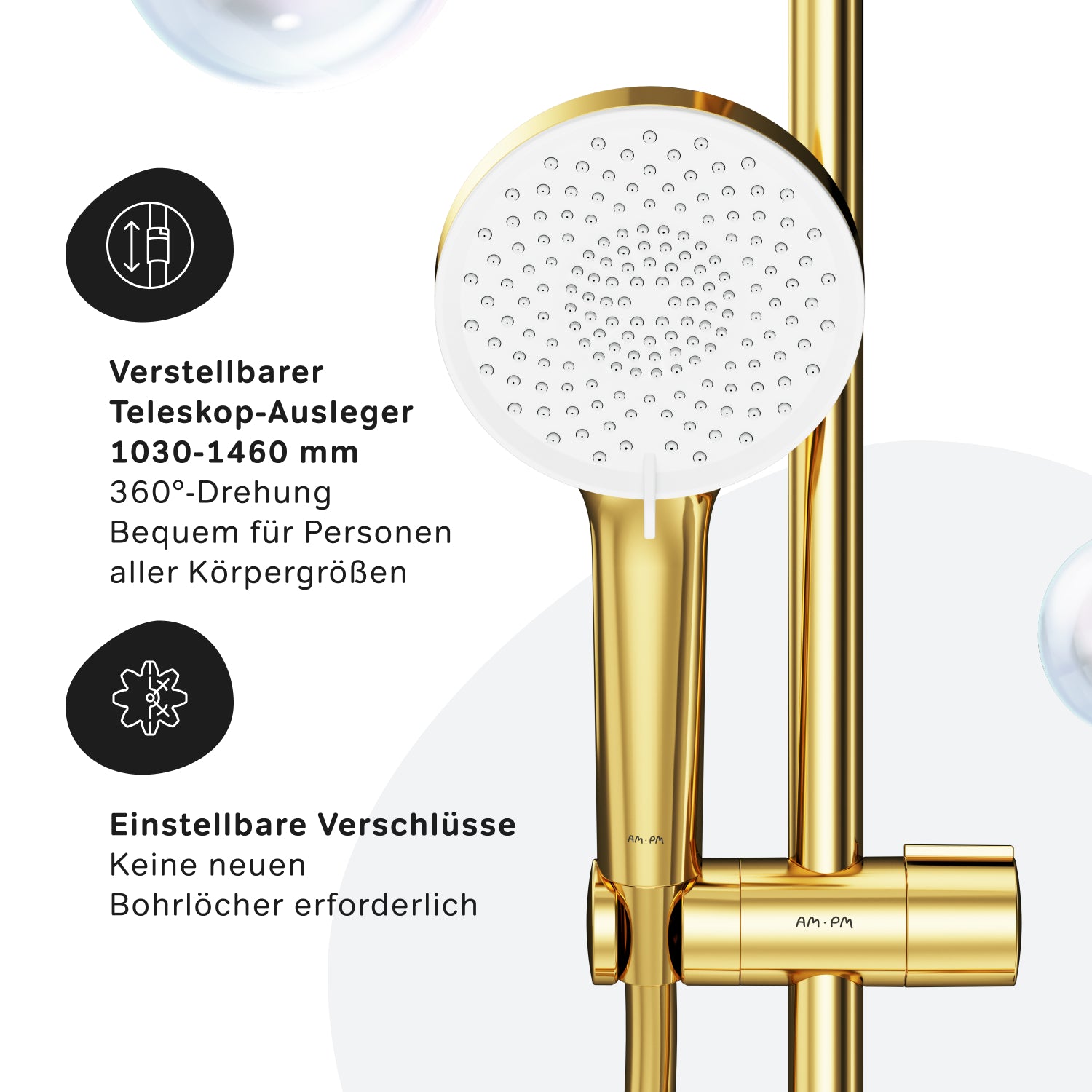 F07XA499 Duschsystem mit Thermostat Duscharmatur X-Joy Regendusche set Duschsäule, Gold