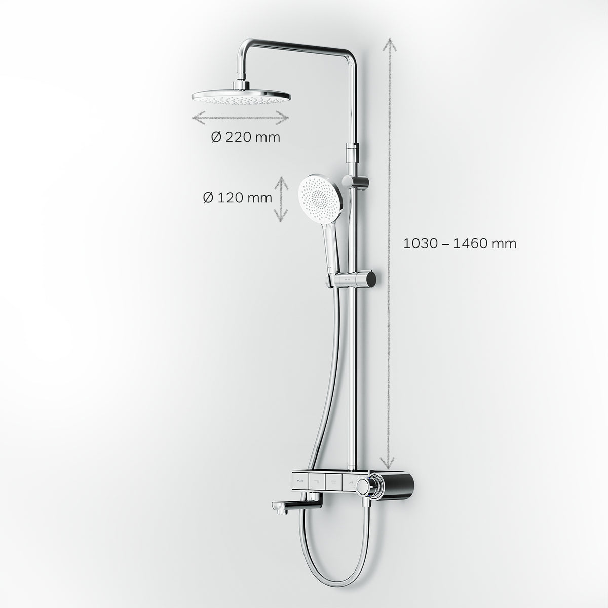 Système de douche X-Joy S avec thermostat et douche à effet pluie–F07XB300