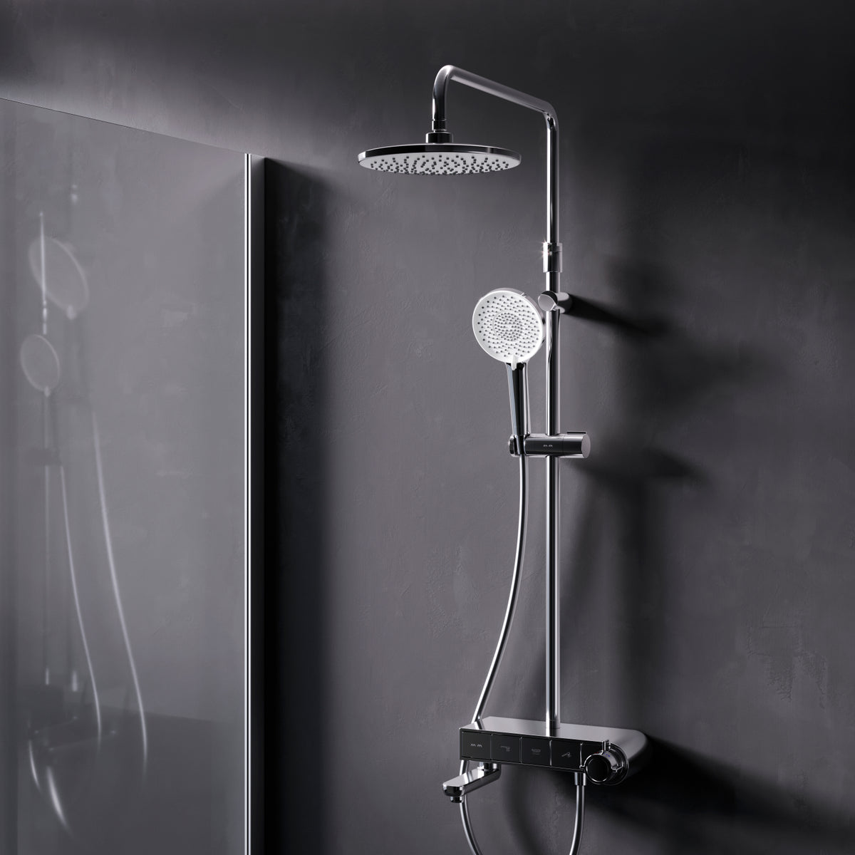 Système de douche X-Joy S avec thermostat et douche à effet pluie–F07XB300