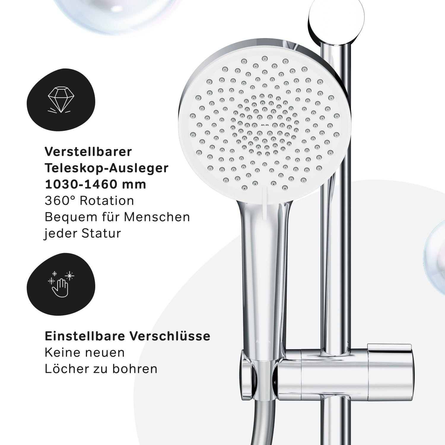 F07XB300 Duschsystem mit Thermostat Duscharmatur X-Joy S Regendusche set Duschsäule