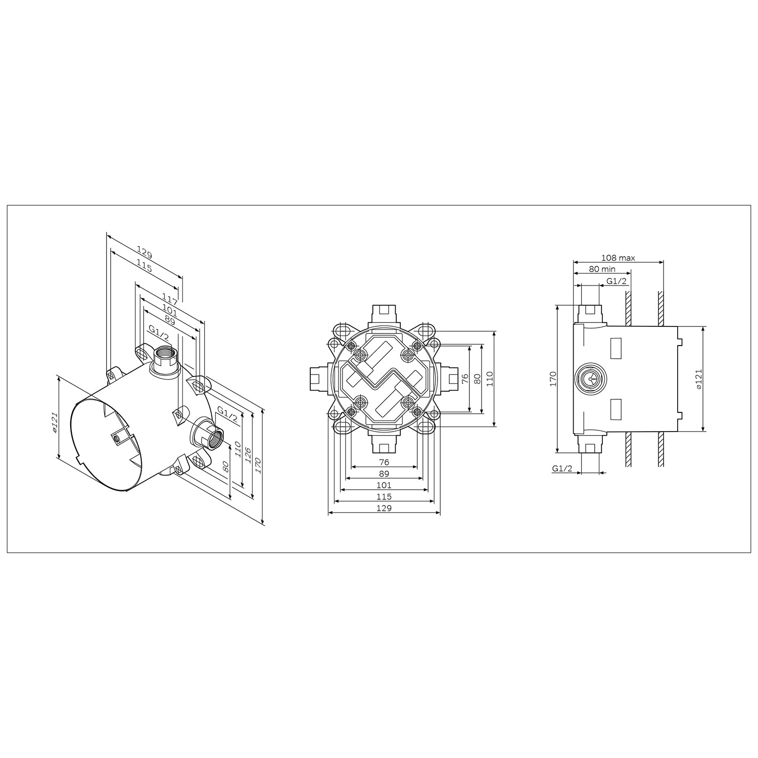 F100100 Unterputz-Einbaukörper, Grundeinheit universell | Online Store von AM.PM