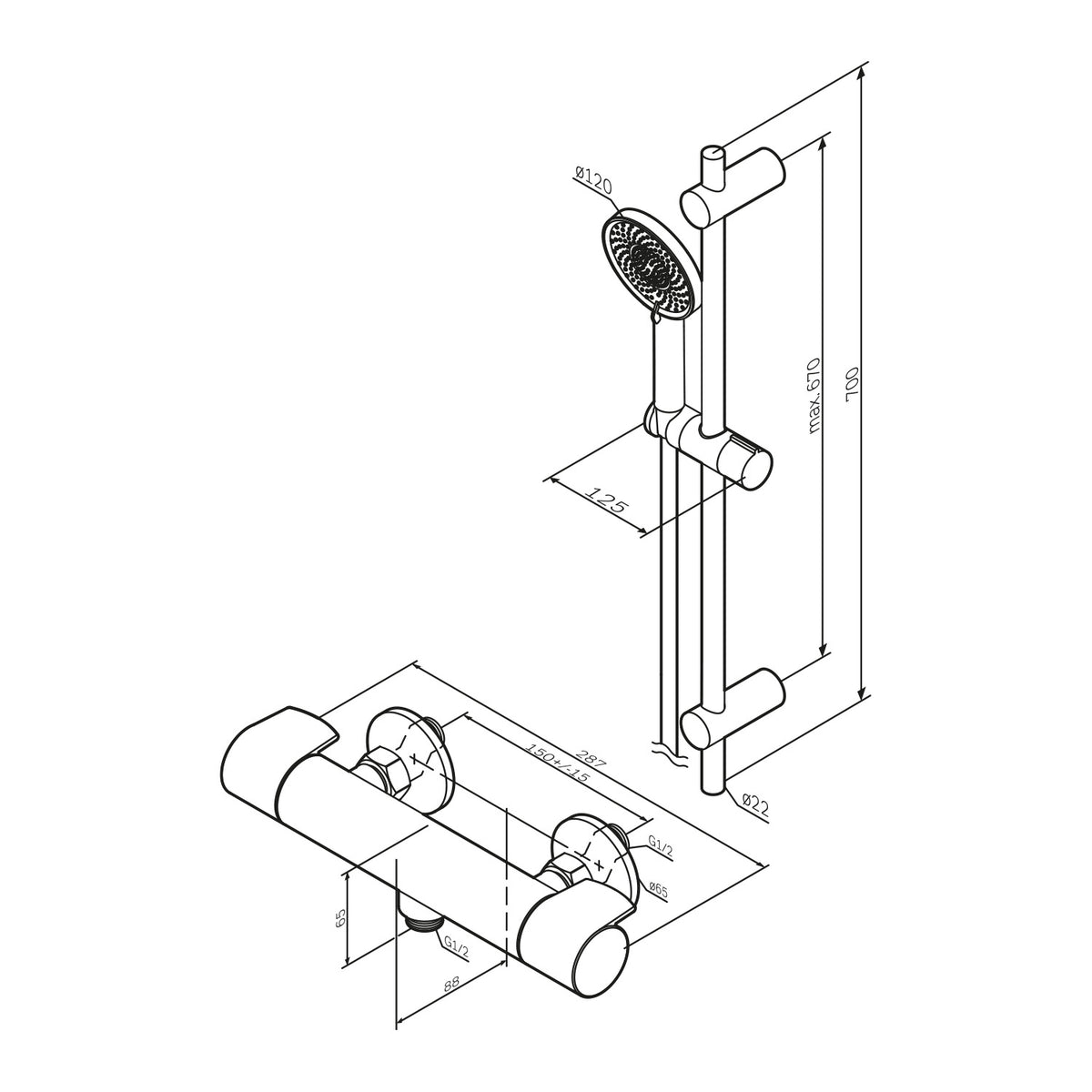 F408XA46 X-Joy Armaturen-Set: Thermostat Duscharmatur und Duschset ampm-store.de