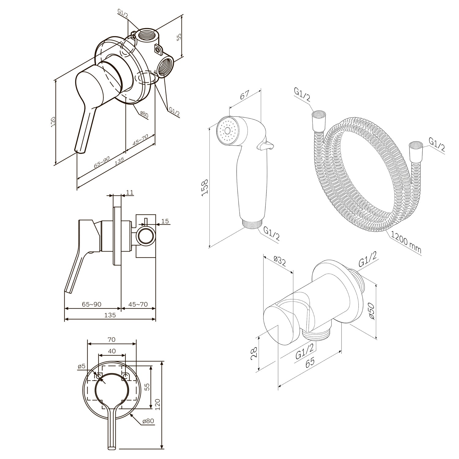 F40HXB00 Kit d'hygiène pour bidet X-Joy S Brasero pour bidet