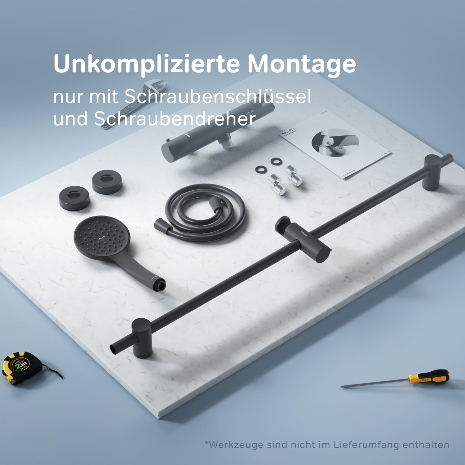 F428TA46 Hit Armaturen-Set: Thermostat Duscharmatur und Duschset, schwarz ampm-store.de