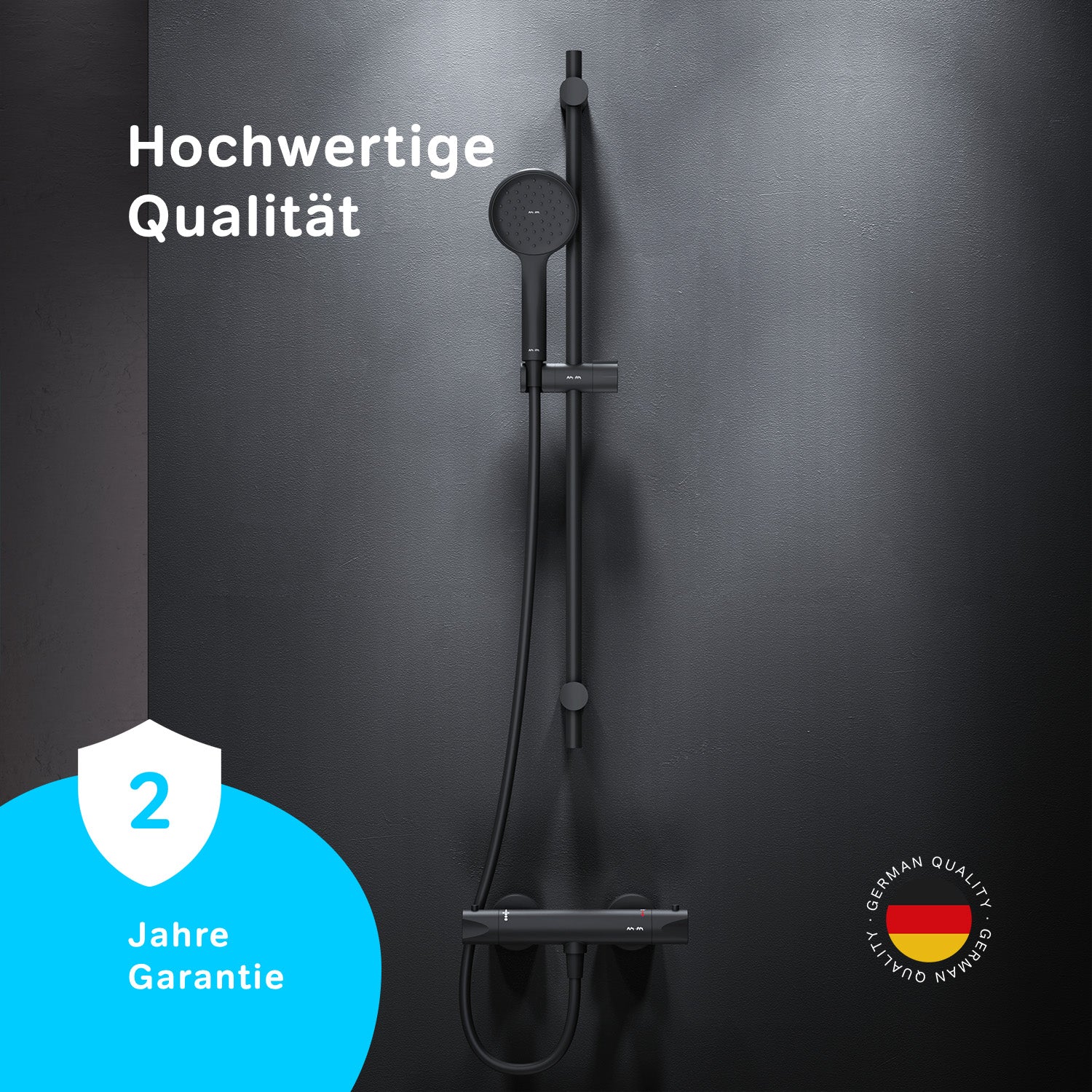 F428TA46 Hit Armaturen-Set: Thermostat Duscharmatur und Duschset, schwarz ampm-store.de