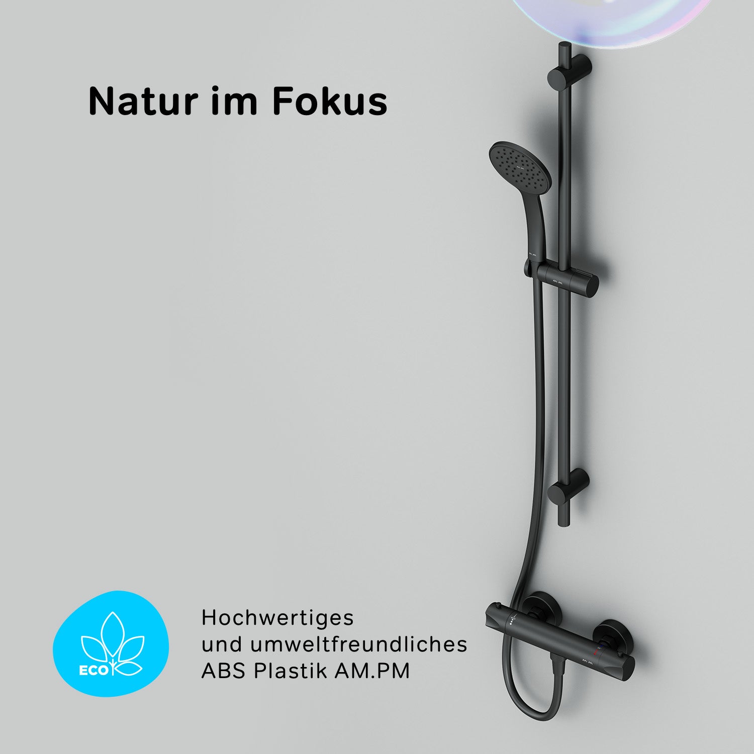 F428TA46 Hit Armaturen-Set: Thermostat Duscharmatur und Duschset, schwarz ampm-store.de