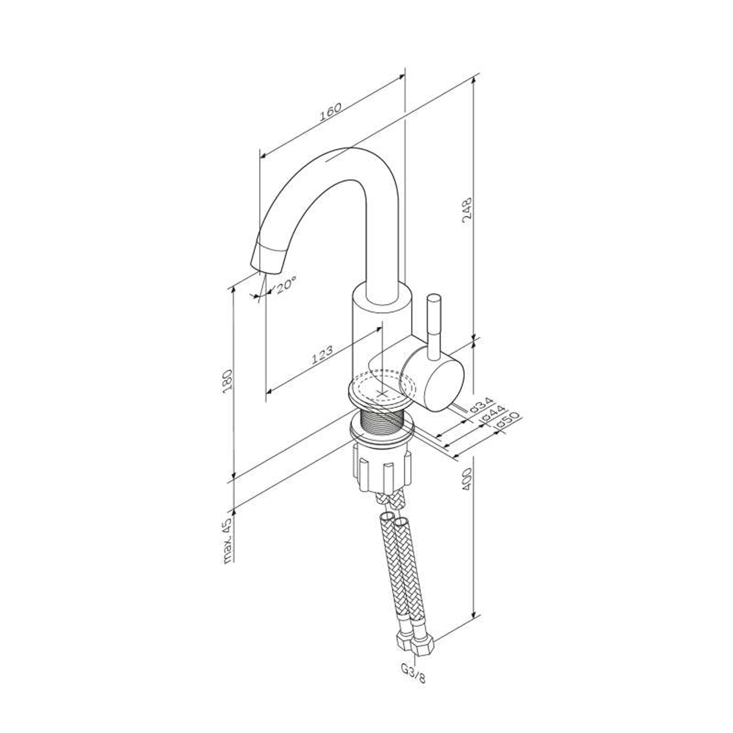 Robinet de cuisine X-Joy F85B02711 S Robinet d'évier de cuisine, mitigeur monocommande