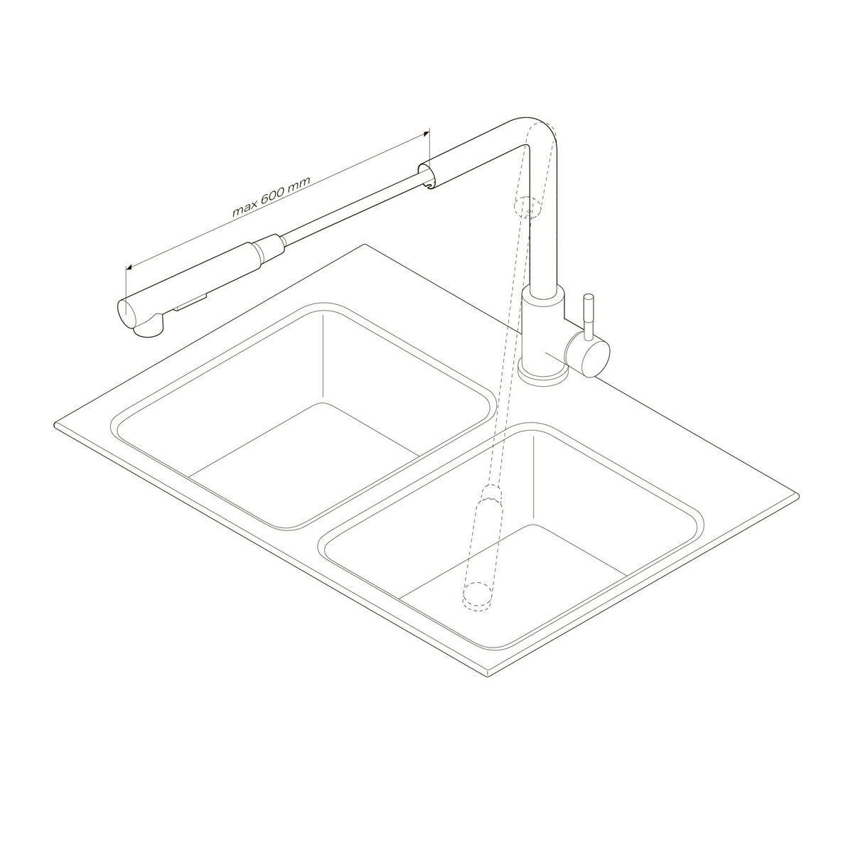 Robinet de cuisine X-Joy S avec bec pivotant et extensible–F85B05500