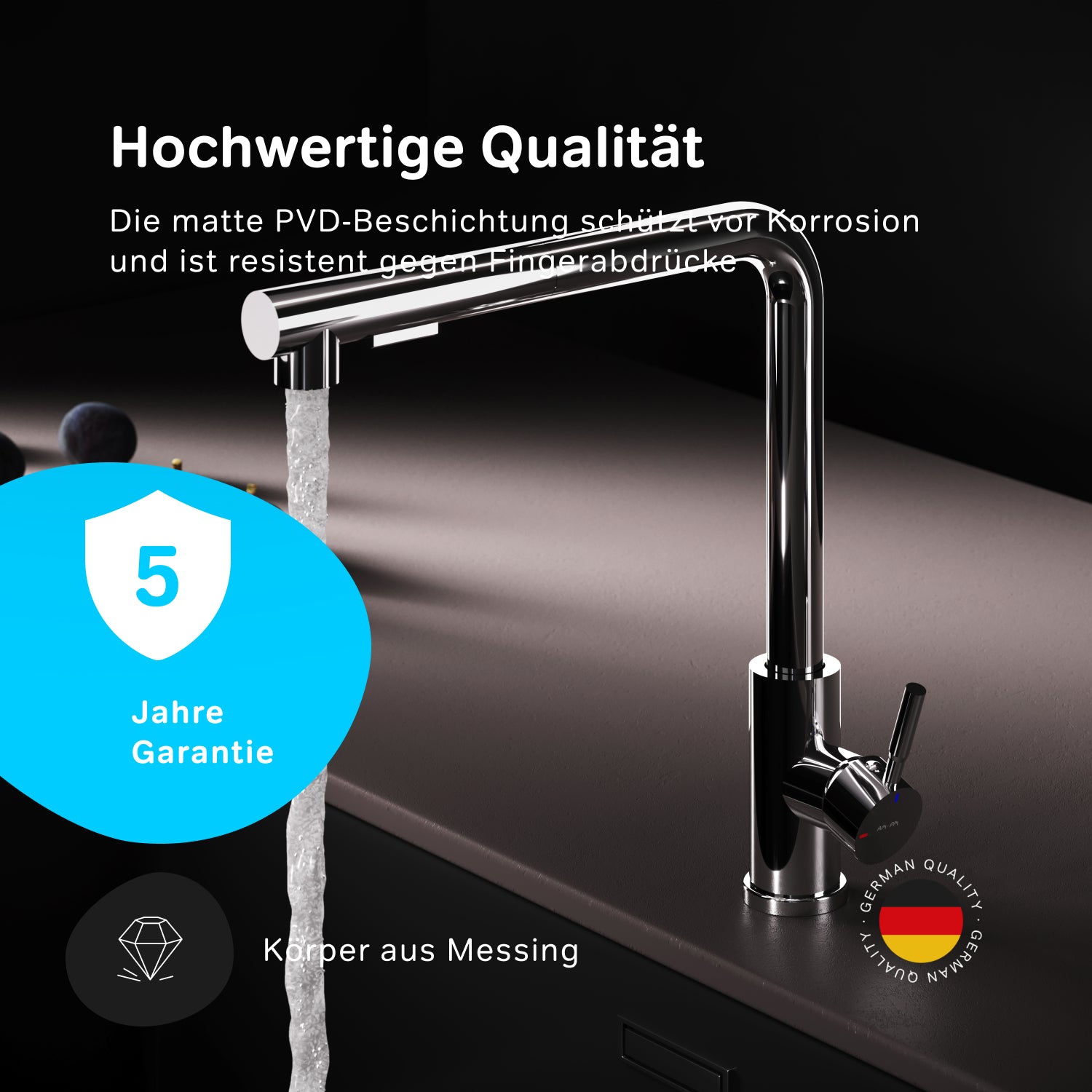 Robinet de cuisine X-Joy F85B05500 S Robinet d'évier de cuisine, mitigeur monocommande