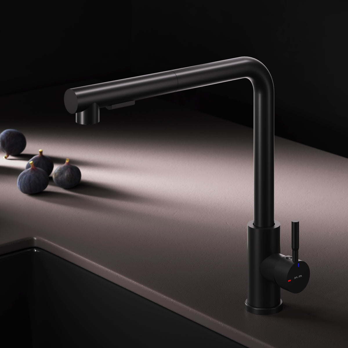 Robinet de cuisine X-Joy S avec bec pivotant et extensible, noir–F85B05522