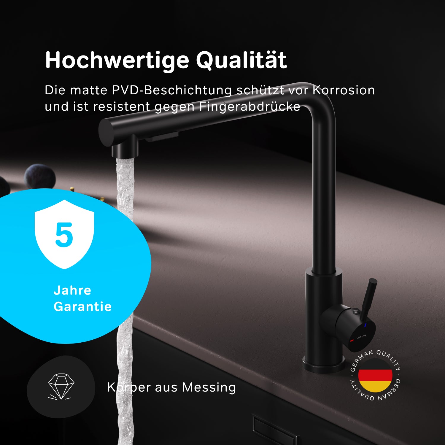 Robinet de cuisine X-Joy F85B05522 S Robinet d'évier de cuisine, mitigeur monocommande, noir