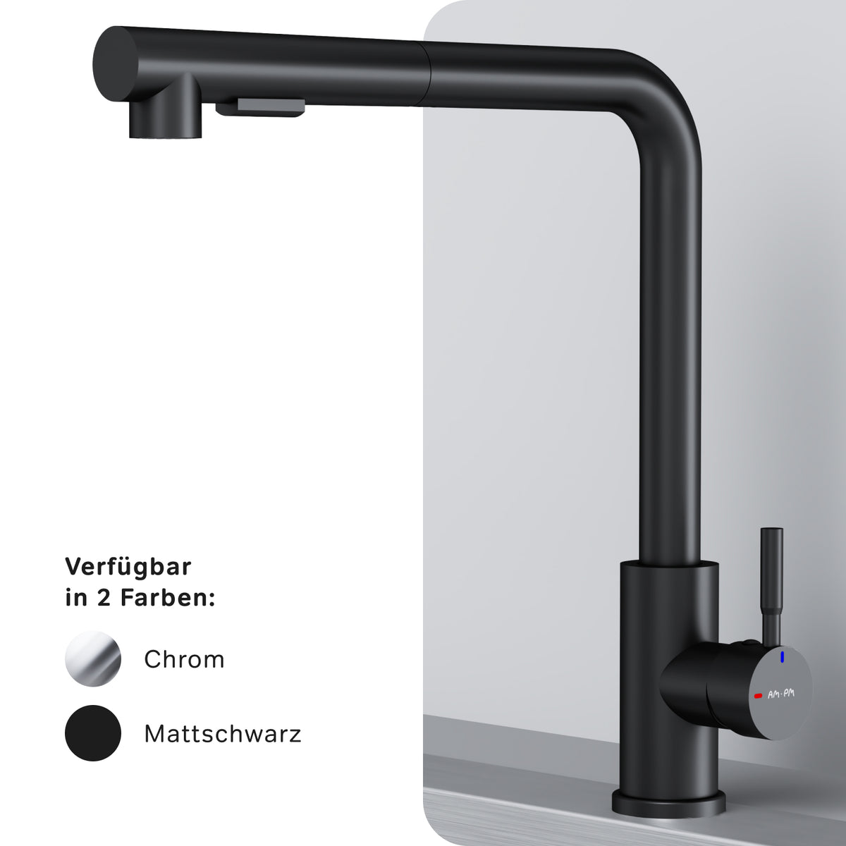 Robinet de cuisine X-Joy S avec bec pivotant et extensible, noir–F85B05522