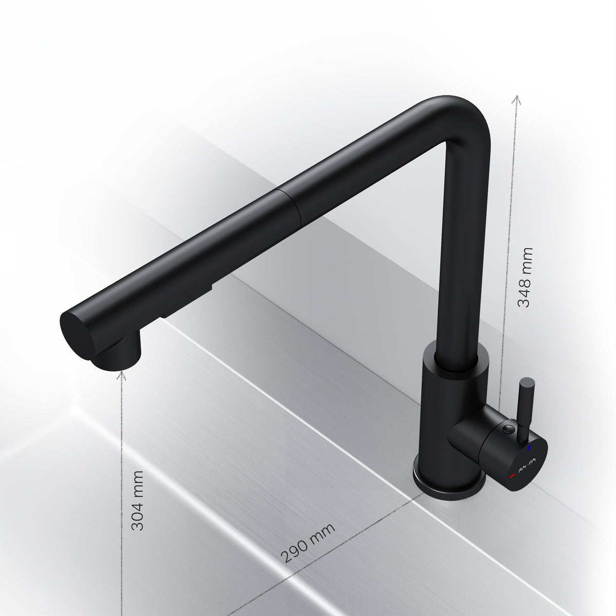 Robinet de cuisine X-Joy S avec bec pivotant et extensible, noir–F85B05522
