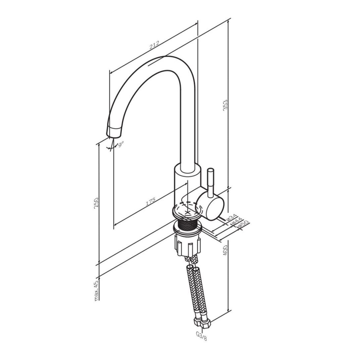 Robinet de cuisine X-Joy F85B07100 S Robinet d'évier de cuisine, mitigeur monocommande