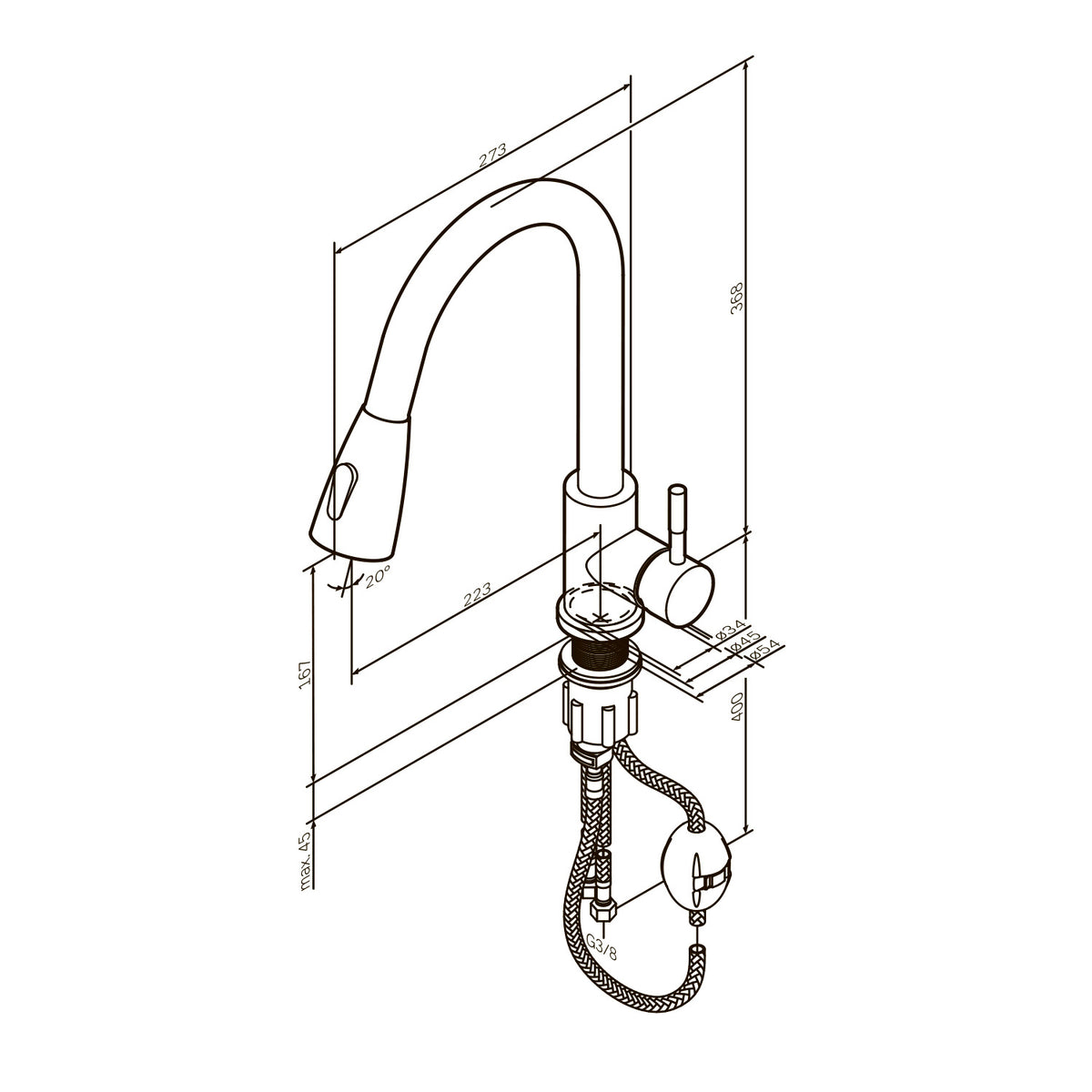 Robinet de cuisine X-Joy S avec bec pivotant et extensible et 2 jets différents–F85B07500
