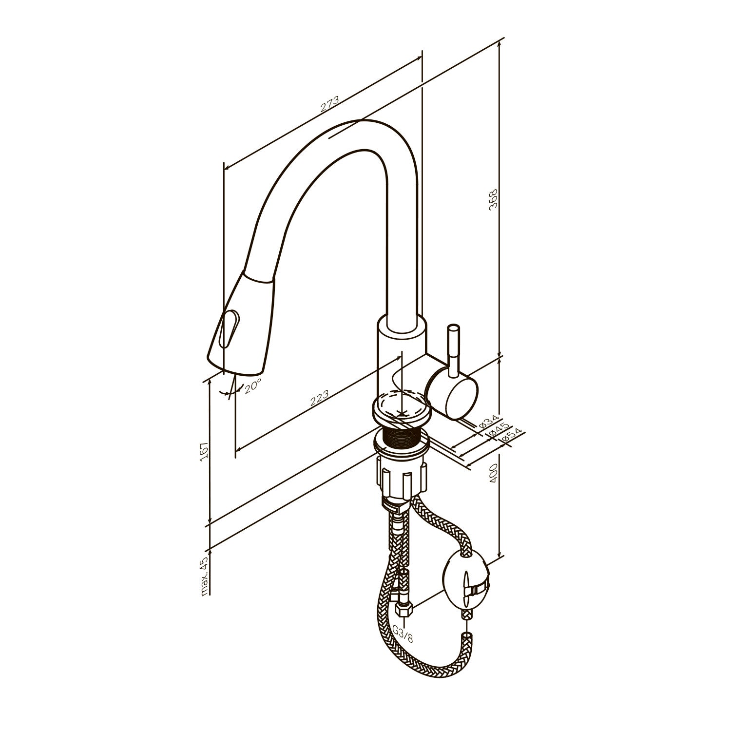 Robinet de cuisine X-Joy F85B07500 S Robinet d'évier de cuisine, mitigeur monocommande