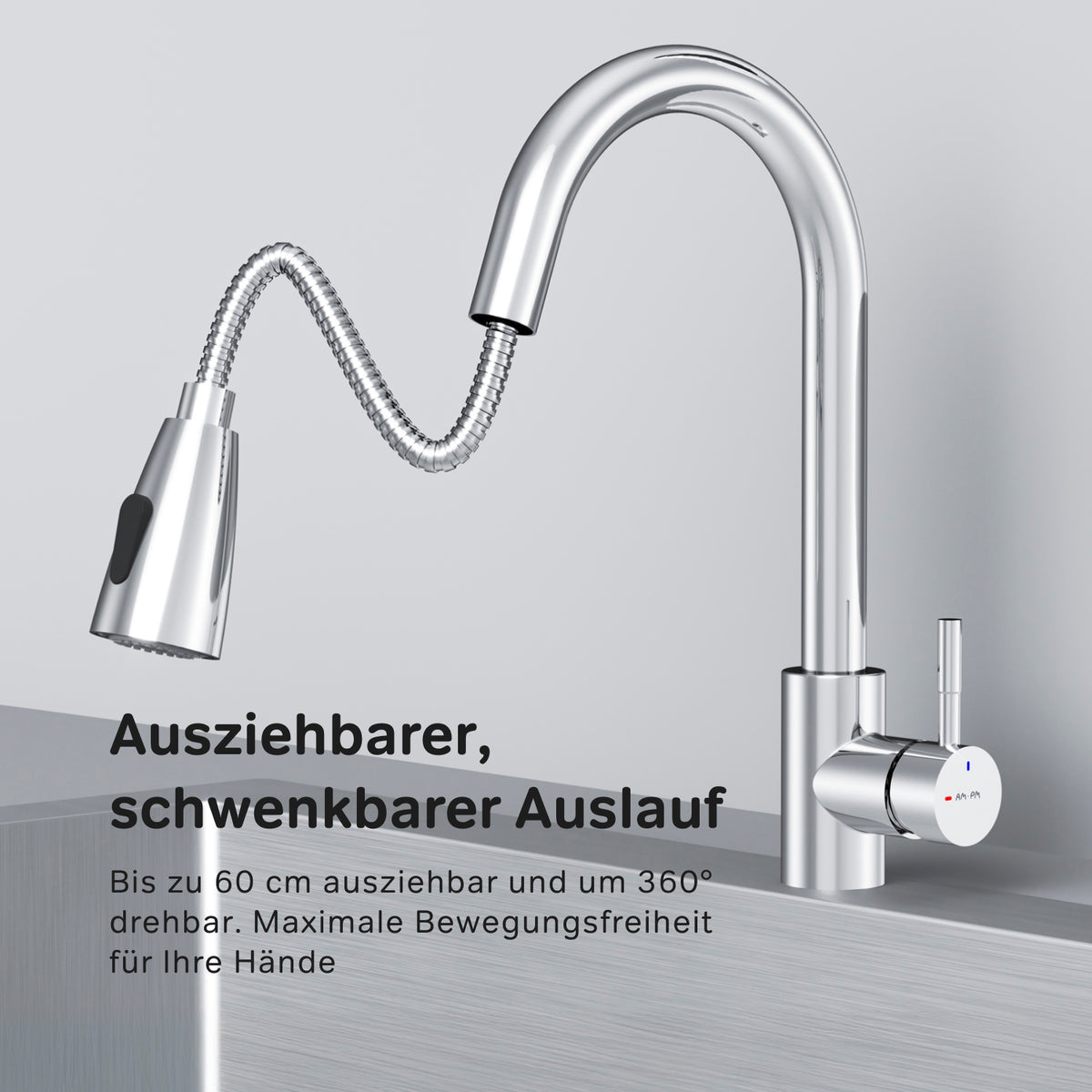 Robinet de cuisine X-Joy S avec bec pivotant et extensible et 2 jets différents–F85B07500