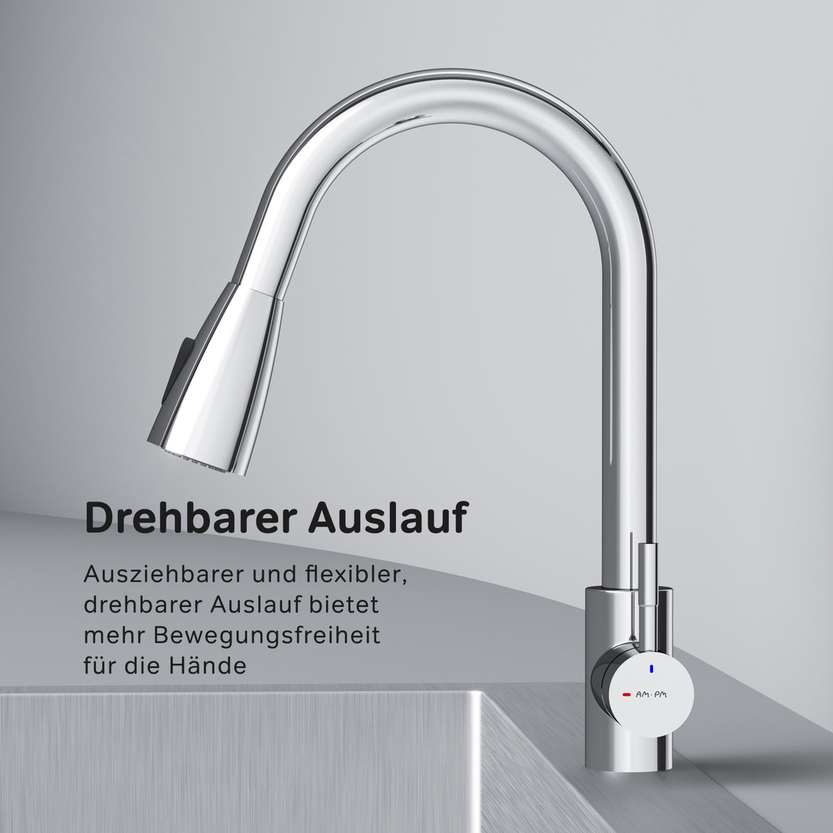 Robinet de cuisine X-Joy S avec bec pivotant et extensible et 2 jets différents–F85B07500